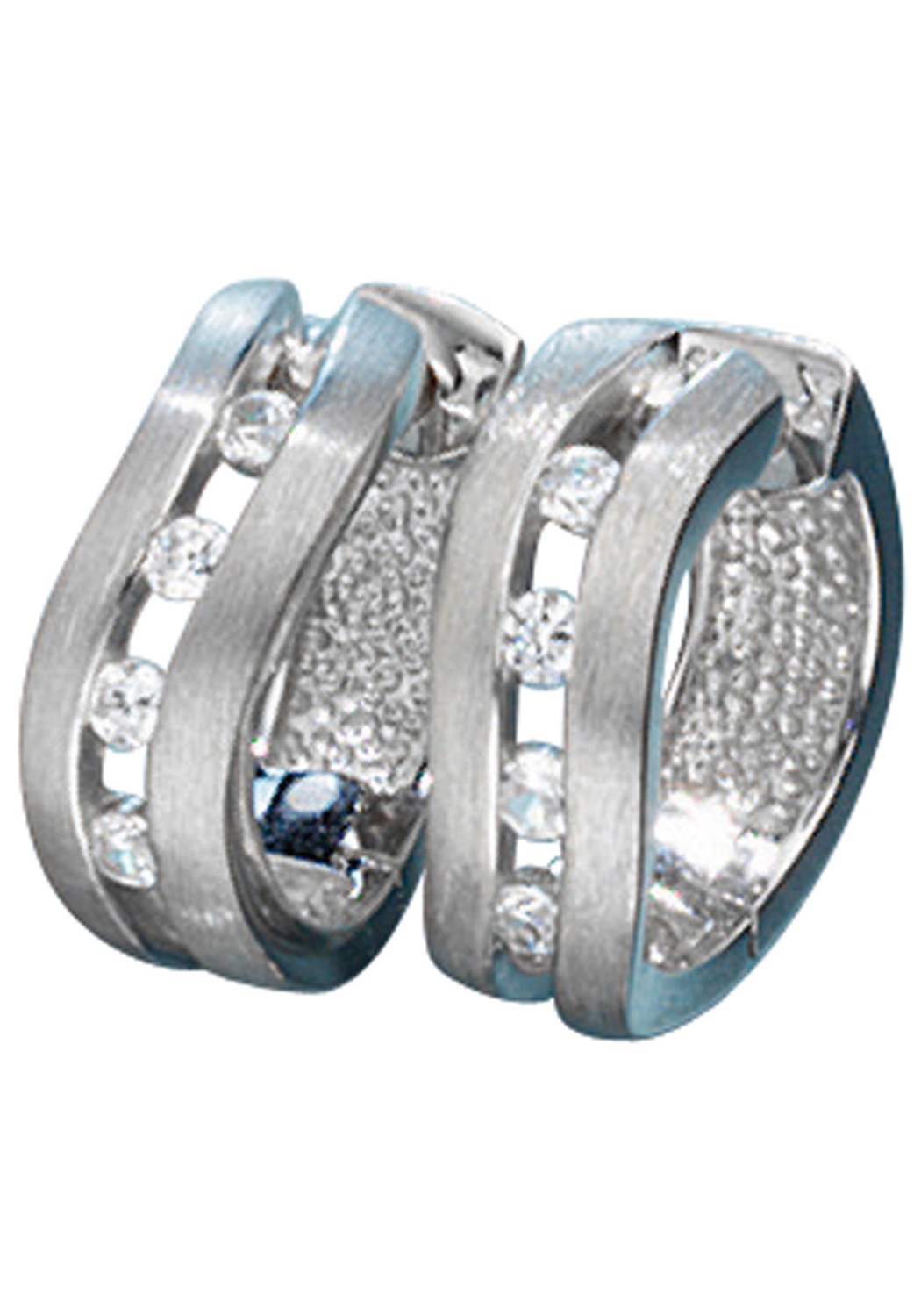 JOBO Paar Creolen, 925 Silber mit Zirkonia