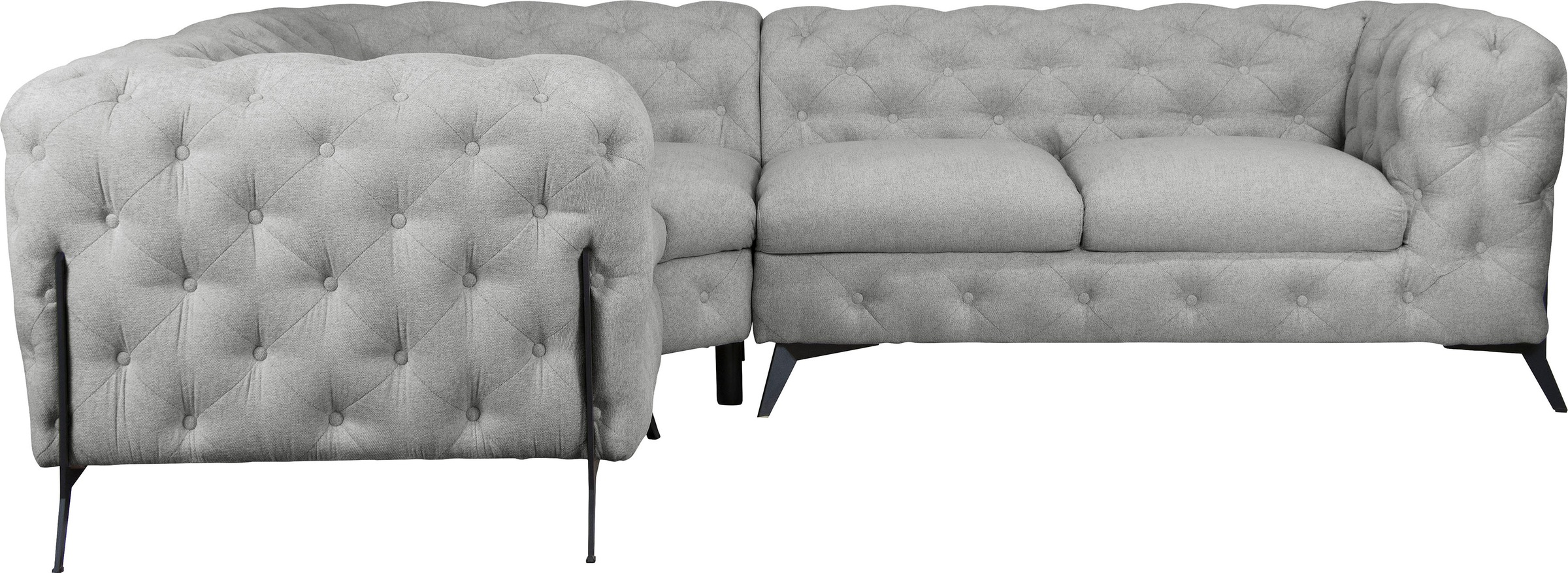 Leonique Chesterfield-Sofa »Amaury L-Form«, moderne Chersterfield-Optik, Breite 262 cm, Fußfarbe wählbar