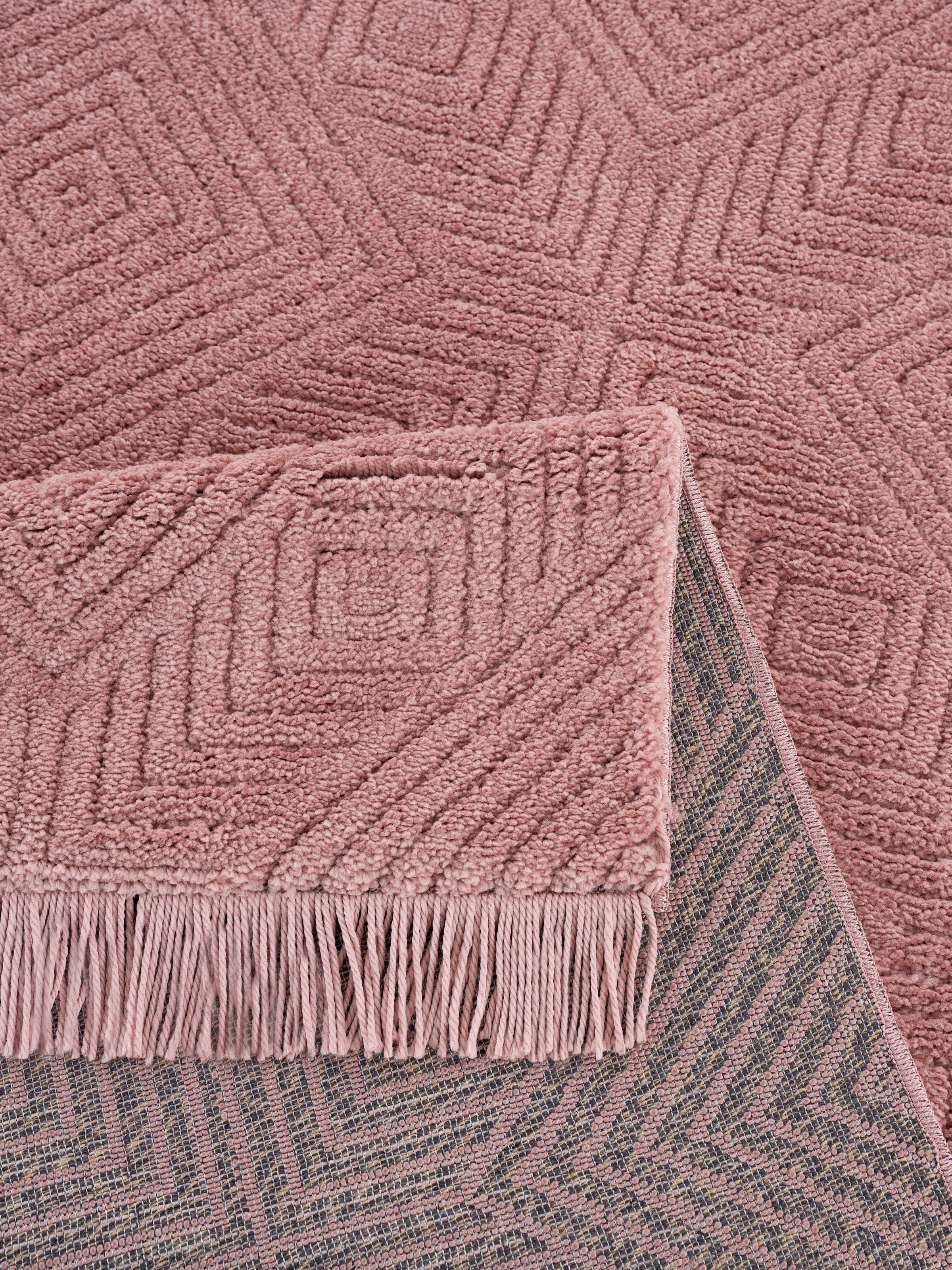 rechteckig, | »Duchesse«, 3D-Effekt, Leonique Fransen im Teppich Teppich grafisches Wende- Design, mit Boho, BAUR