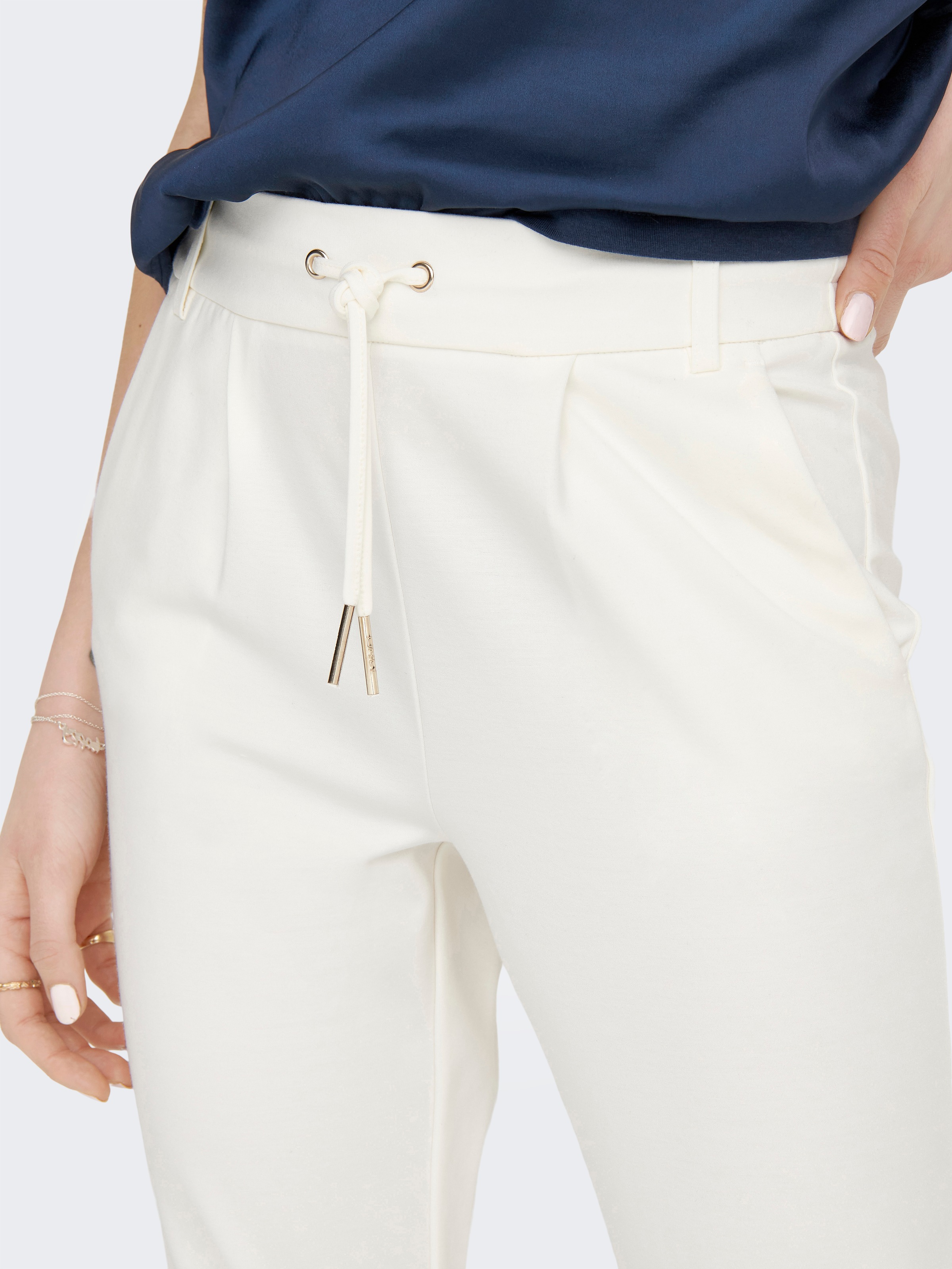 Jogger Pants ONLY "ONLPOPTRASH LIFE EASY COL PANT PNT NOOS", Damen, Gr. XS (34), Länge 32, weiß (cloud dancer), Milano Rib, Obermaterial: 63% Viskose, 32% Nylon, 5% Elasthan, unifarben, regular fit lang, Hosen, Viskosemischung, regular fit 2