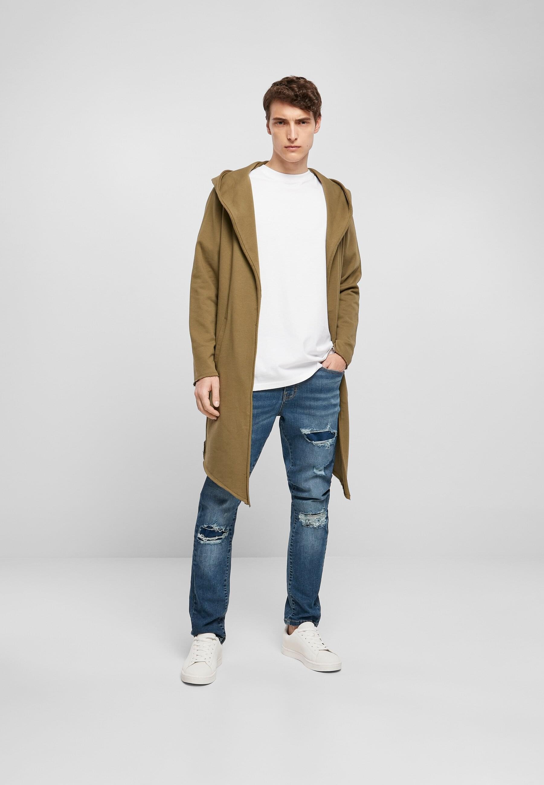 URBAN CLASSICS Strickfleecejacke »Urban Classics Herren Long Hooded Open Edge Cardigan«, (1 St.), mit Kapuze