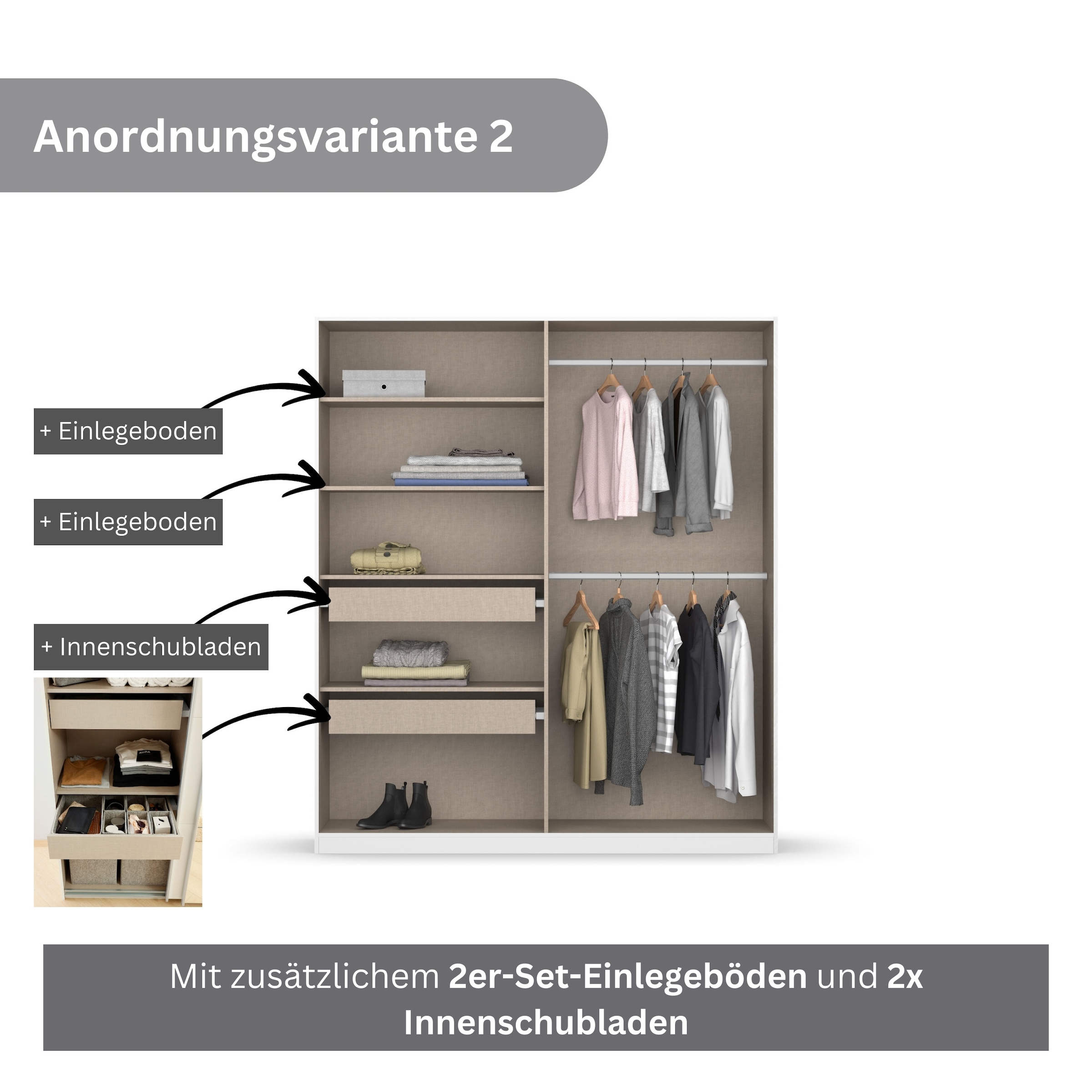 rauch Drehtürenschrank »Kleiderschrank Schrank Garderobe KOLUNA mit Glastüren und Spiegel«, inkl. 2 Innenschubladen sowie extra Einlegeböden MADE IN GERMANY