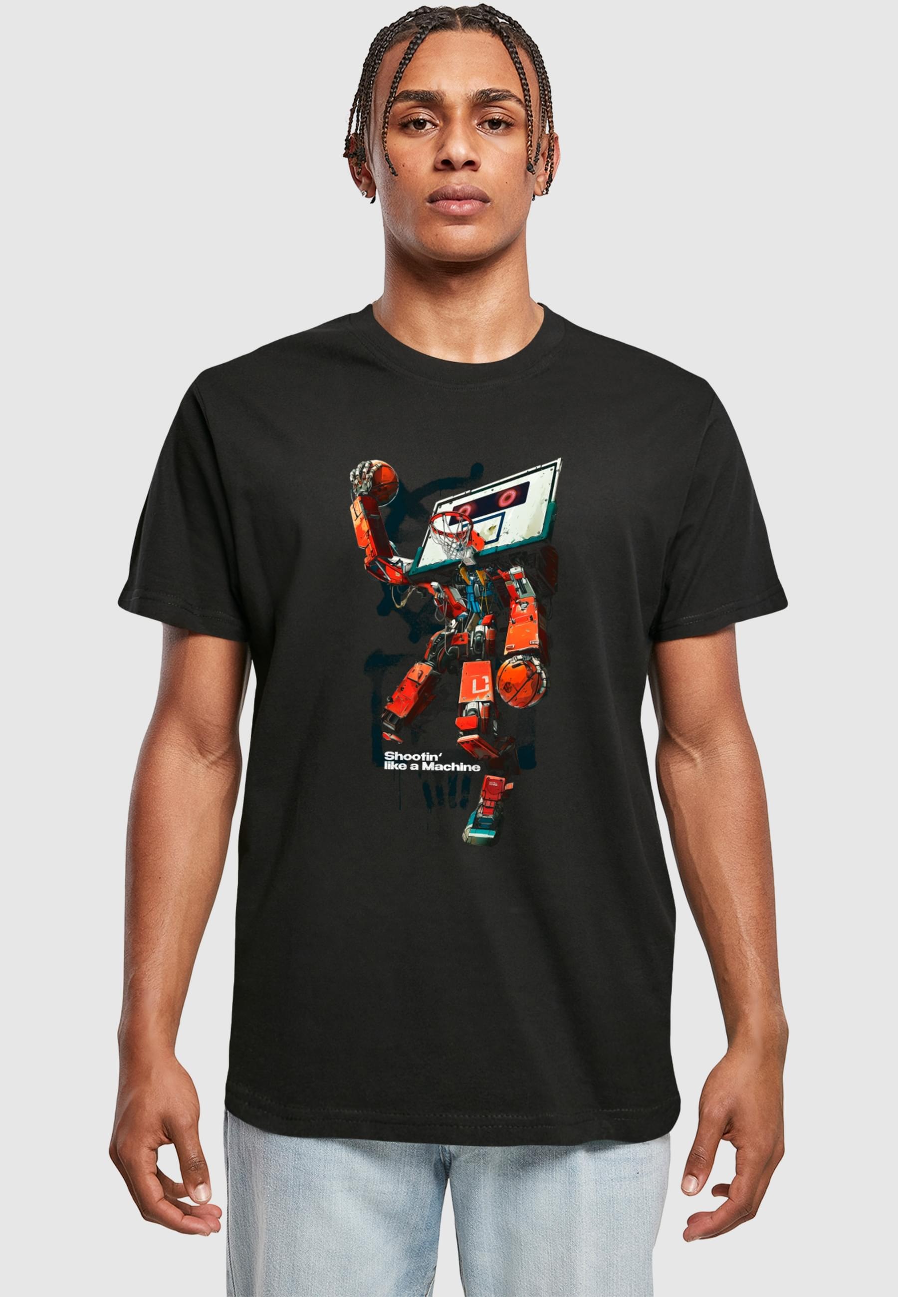 MisterTee T-Shirt »MisterTee Herren Bball Robot Tee«, (1 tlg.)