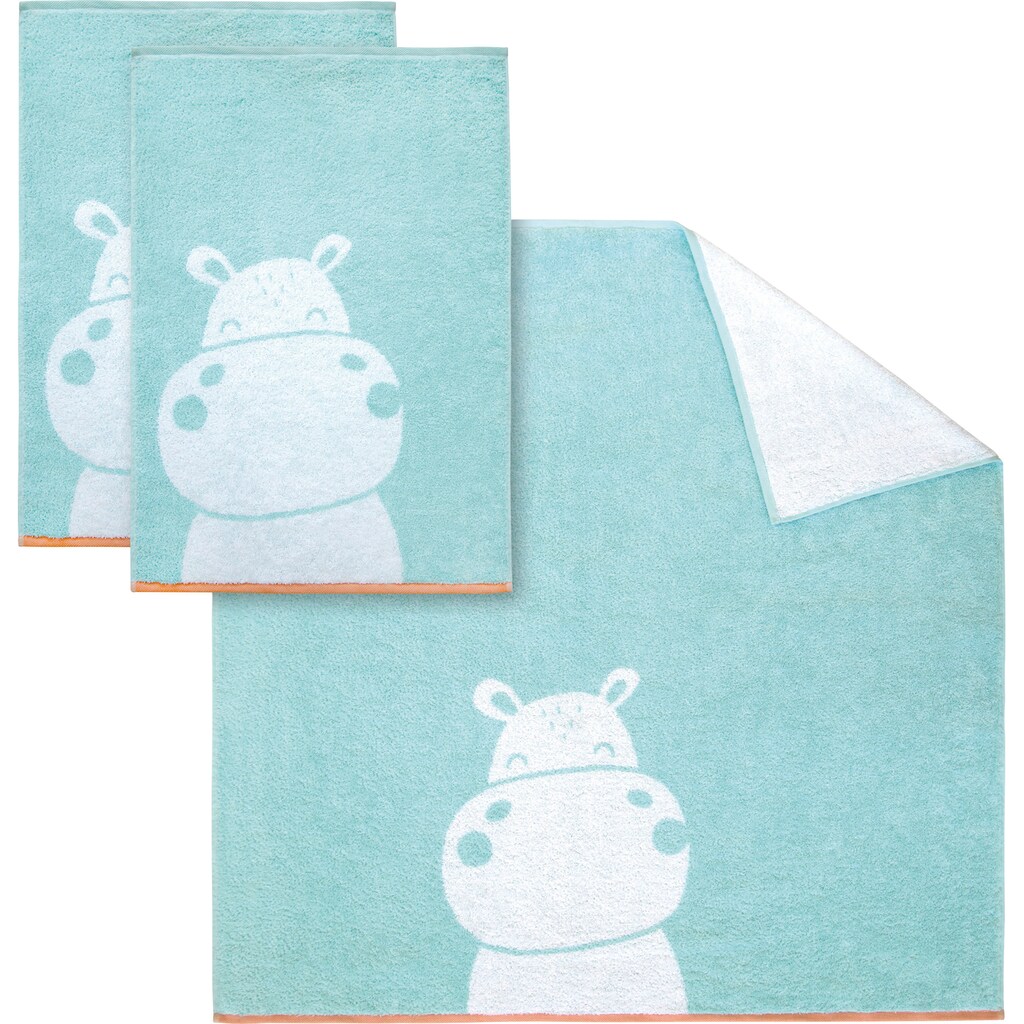 Dyckhoff Handtuch Set »Hippo«, (3 St., 2 Handtücher (50x100 cm)-1 Badetuch (100x100 cm)