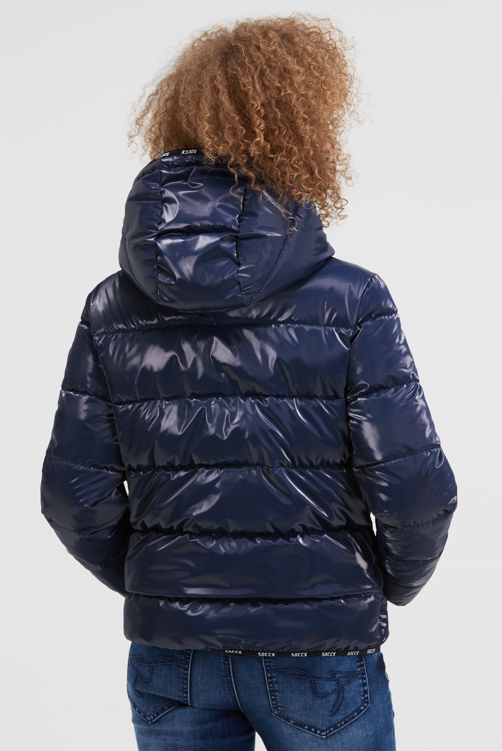 SOCCX Winterjacke, mit Kapuze, mit elastischem Saumabschluss