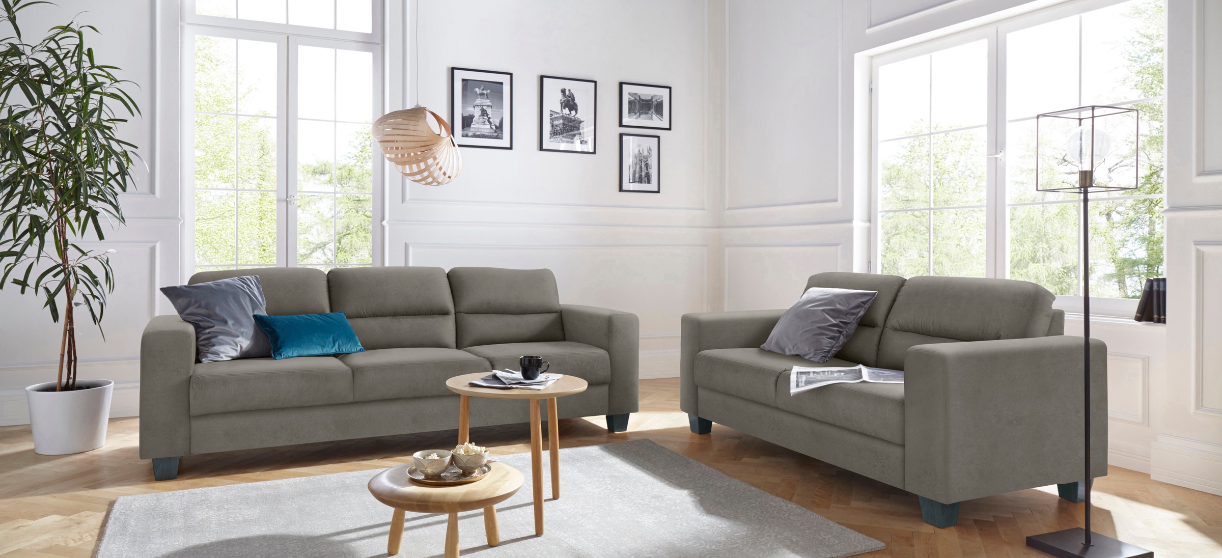 TRENDMANUFAKTUR 2,5-Sitzer »Chamber mit hohem Sitzkomfort«, in zeitloser Optik, Kopfstützen optional bestellbar