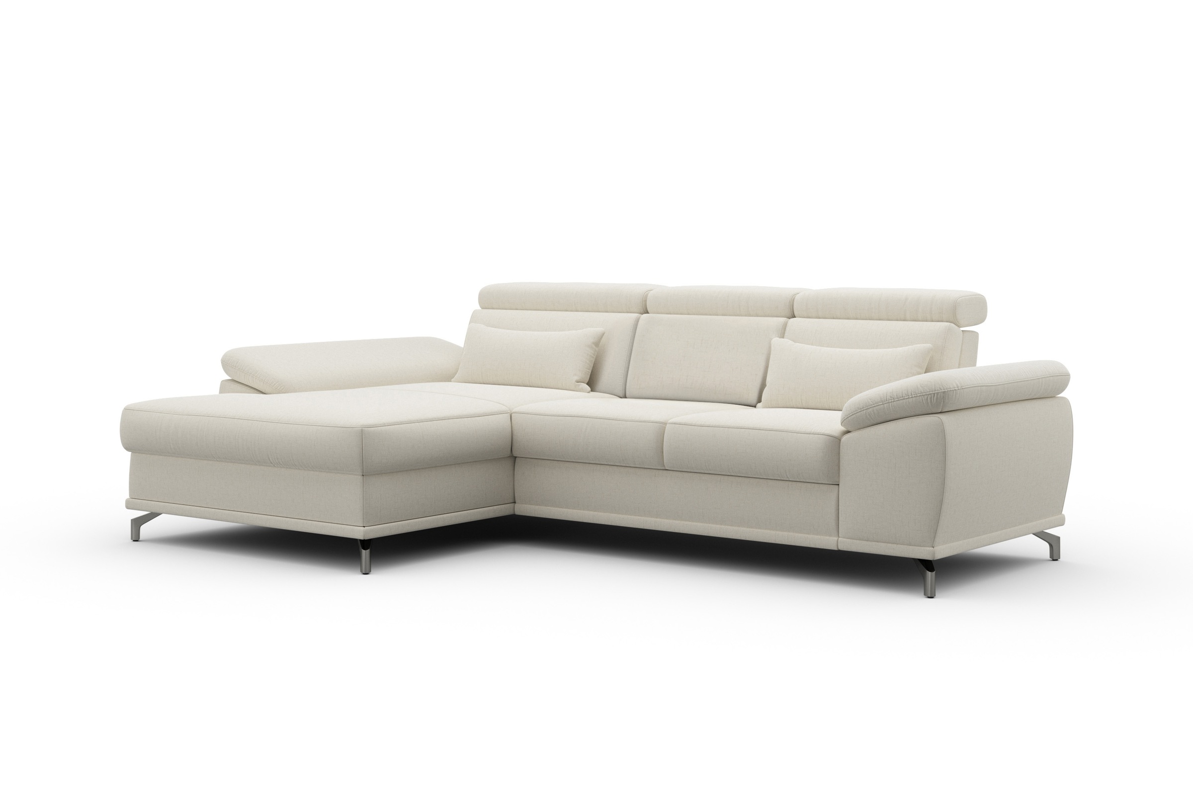 sit&more Ecksofa »Cabrio L-Form, mit Sitztiefenverstellung, Arm- und Kopfteilverstellung«, 2 Nierenkissen, Federkern, optional Bettfunktion und Stauraum