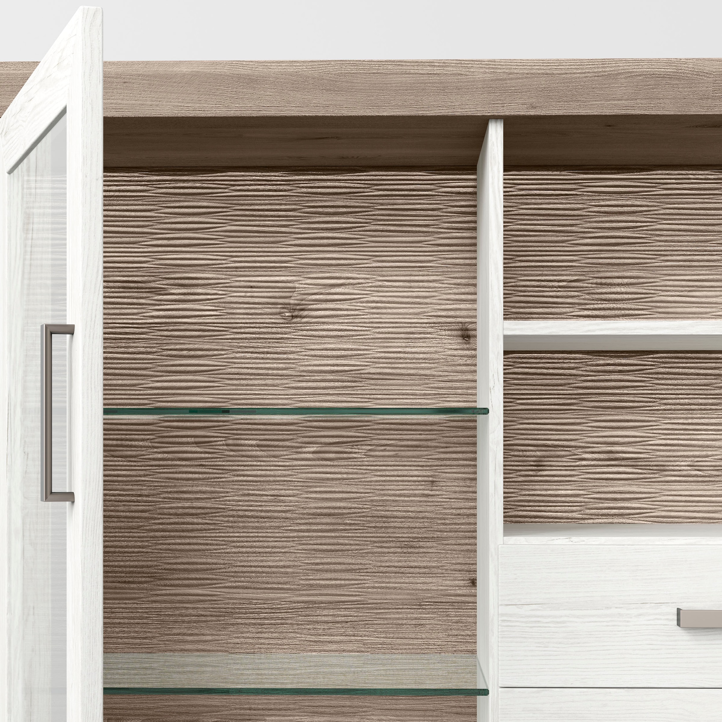 set one by Musterring Highboard »York«, Typ 56, mit Glastüren, Beleuchtung optional, B 184 cm