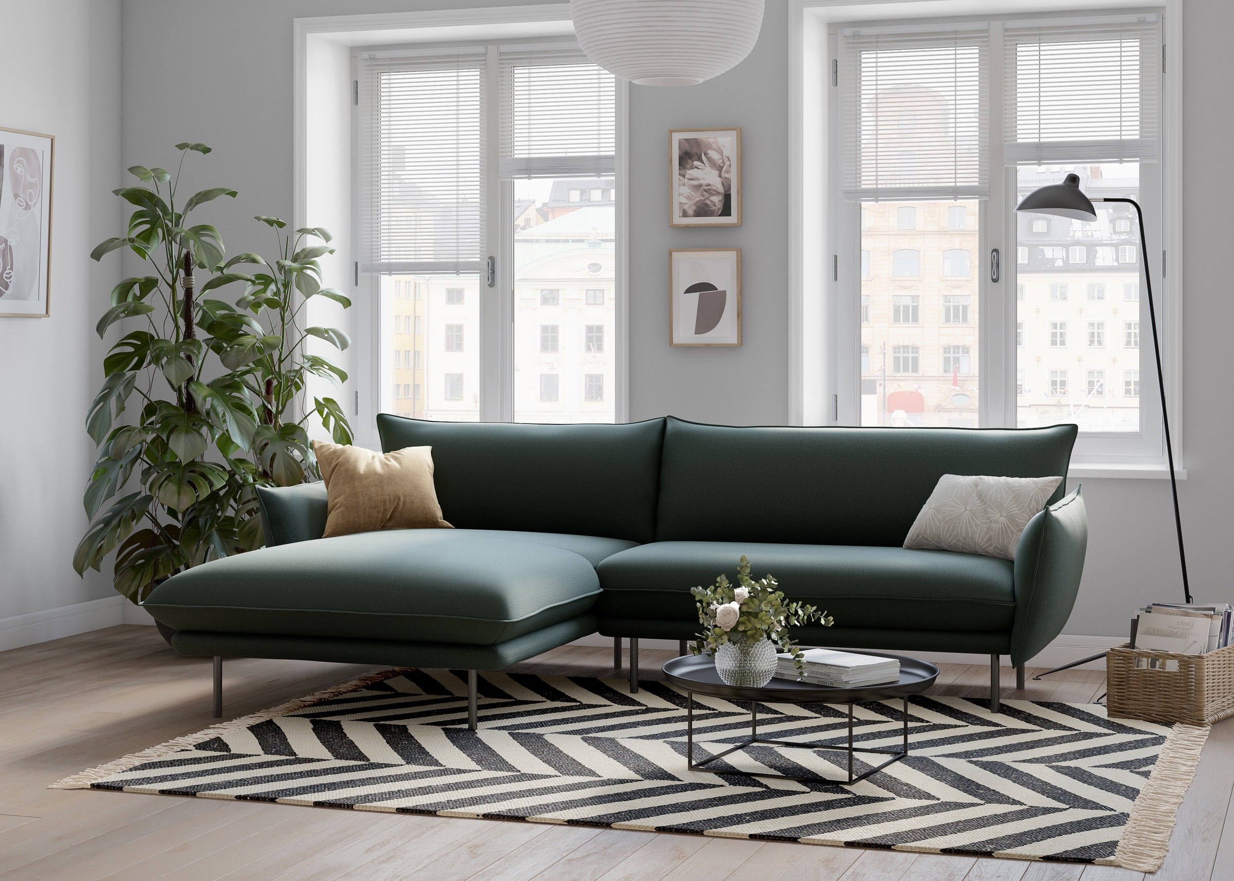 OTTO home Ecksofa "Stine L-Form" Besonderes Design durch Kissenoptik und Keder