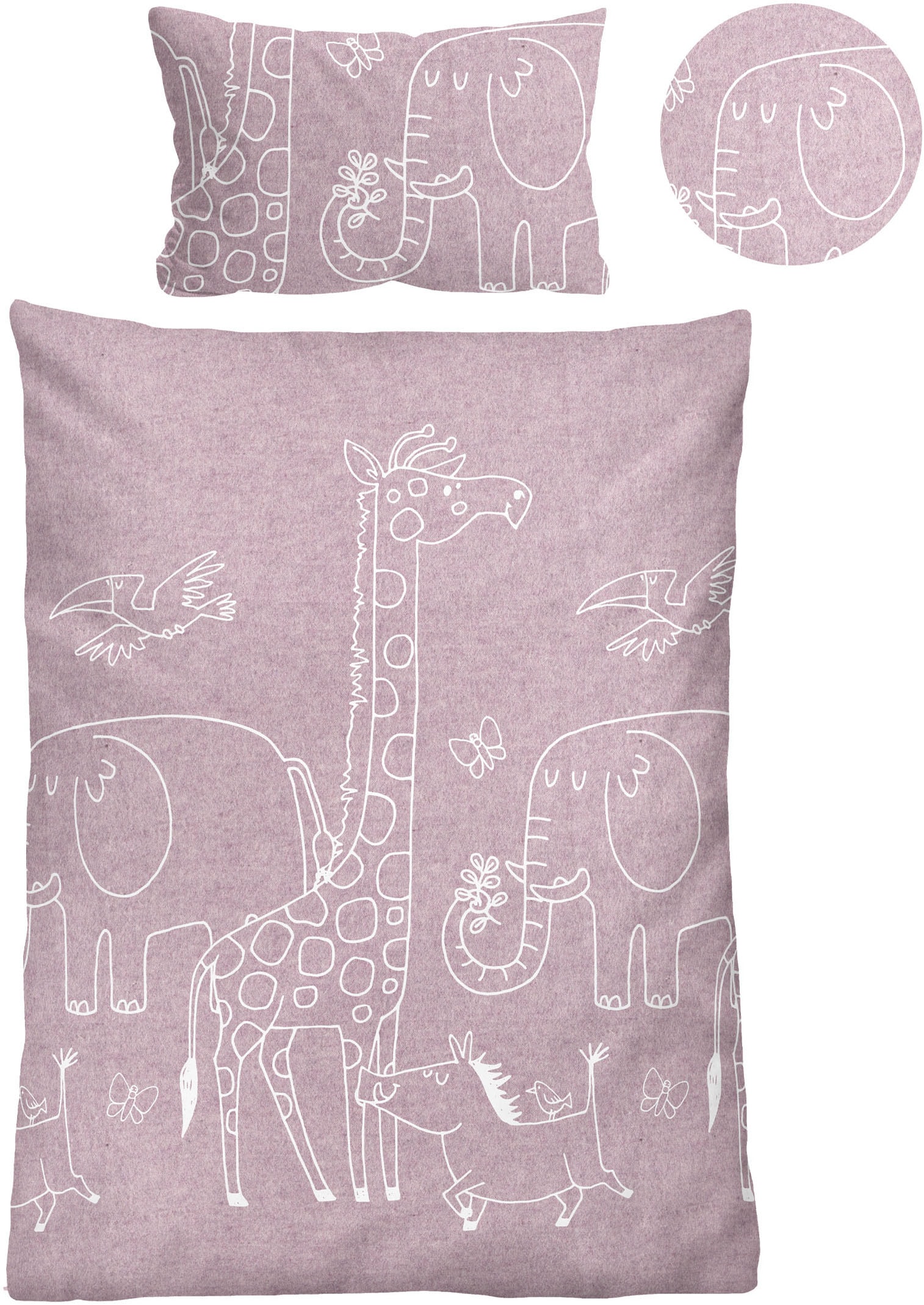 Biberna Kinderbettwäsche "0840520" 2 Stk. kuschelig warm, samtweich, Melang günstig online kaufen