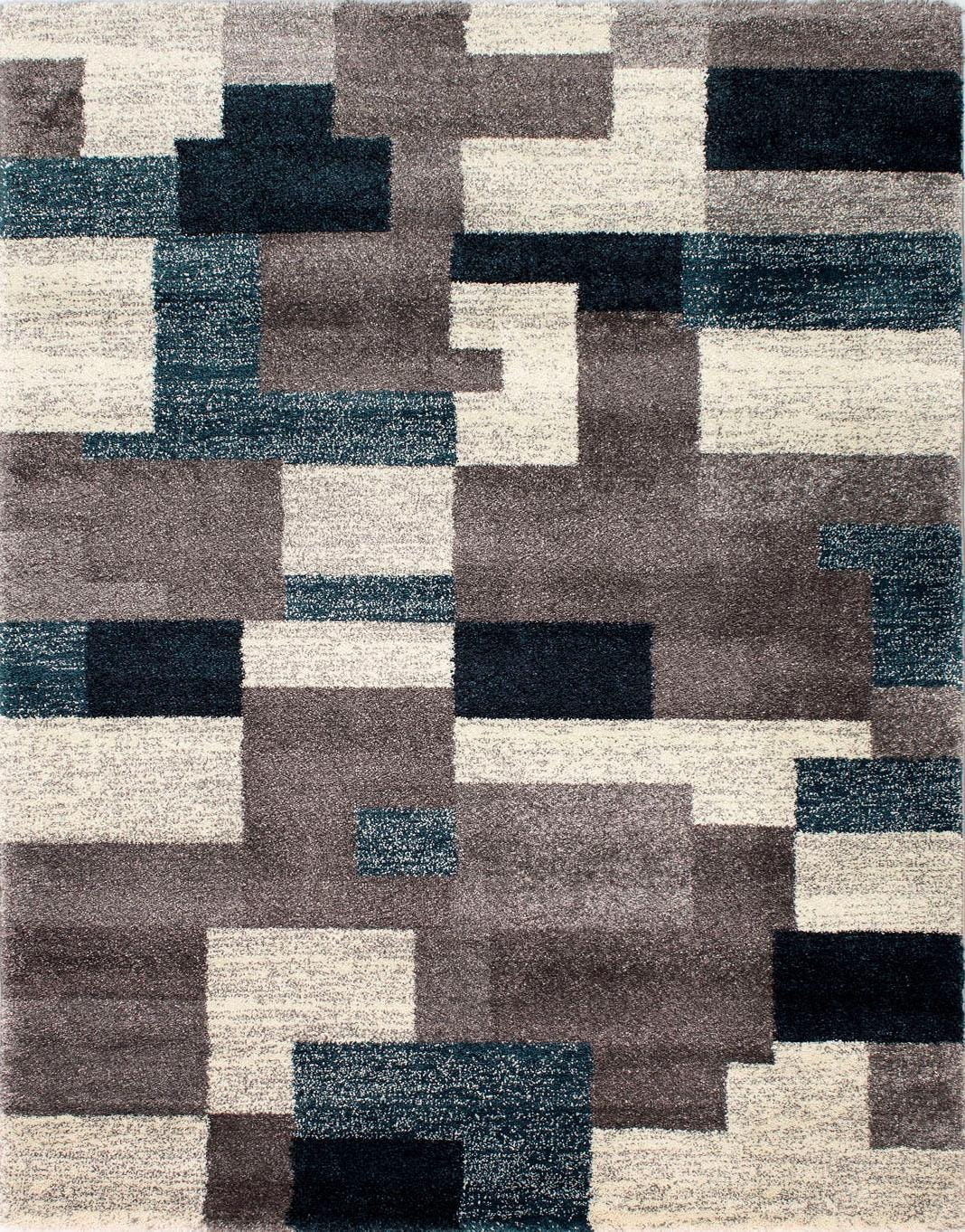 Teppich OCI DIE TEPPICHMARKE "STEADY ALLOVER" Gr. 1, blau (petrol, grau), B:65cm H:20mm L:130cm, Polypropylen (PP), Teppiche, Teppich, Frisé Kurzdlor, Mosaik, robust, Wohnzimmer