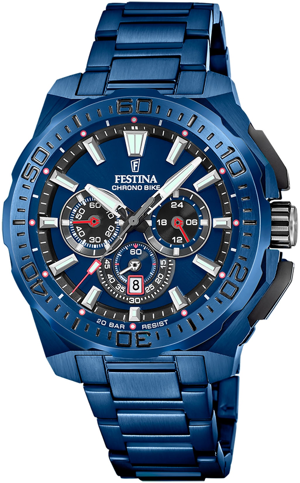 Festina Chronograph »Chrono Bike 2025 Special Edition«, (Set, 3 tlg., mit Wechselband und Bandwechsler), Quarzuhr, Armbanduhr, Herrenuhr, Edelstahlarmband