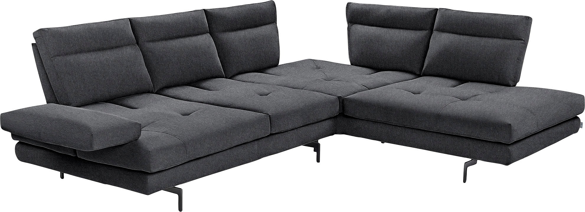 CALIA ITALIA Ecksofa »Toby Wing, L-Form, Designsofa mit sensationellem Sitzkomfort«, Sitztiefenverstellung, funktionale Ecke, Füße in schwarz matt