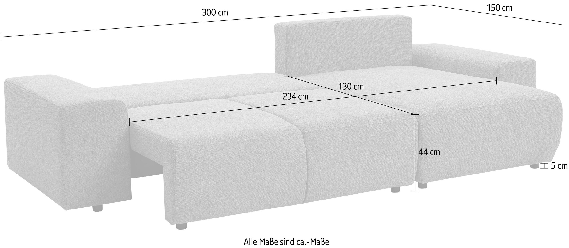 WERK2 Ecksofa »Riwa, modernes Sofa zum Kuscheln und Entspannen, Breite 300cm, L-Form«, Trendiges Ecksofa mit vielen Kissen, Schlaffunktion & Bettkasten