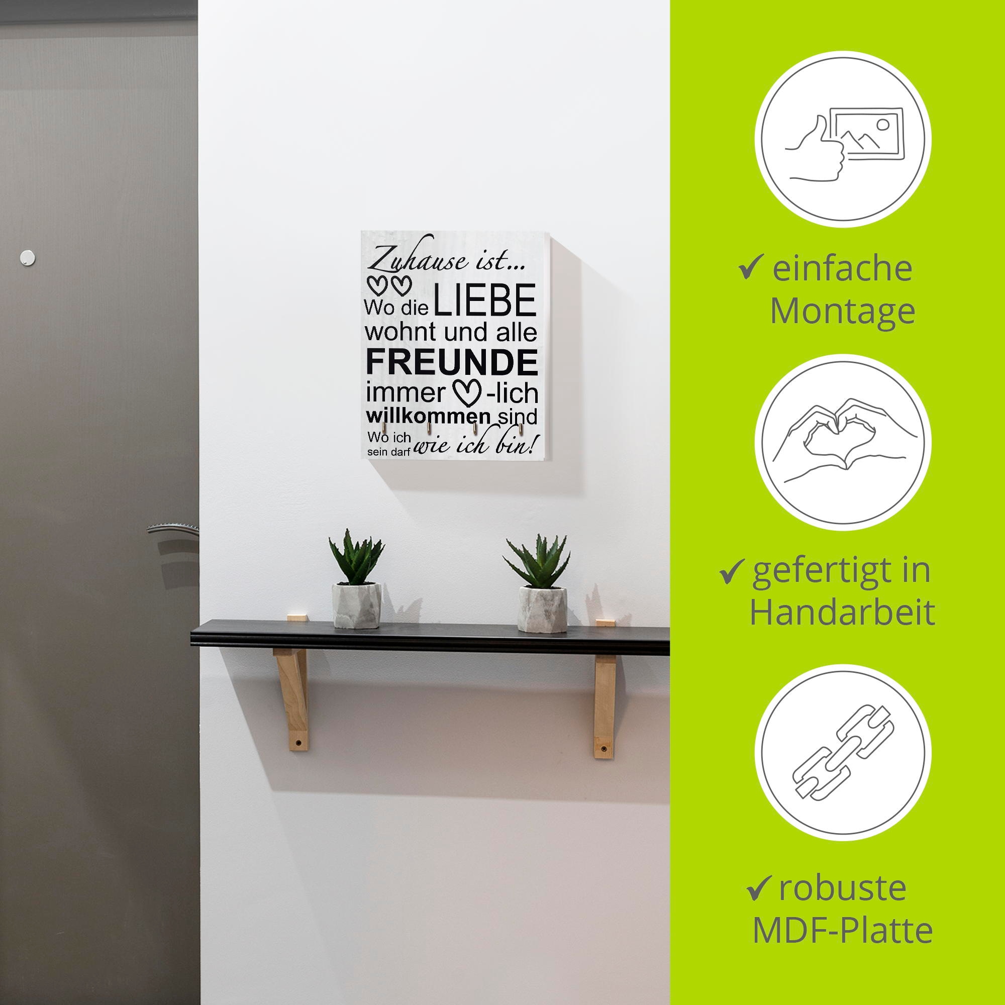 Artland Hakenleiste »Wo die Liebe wohnt«, MDF