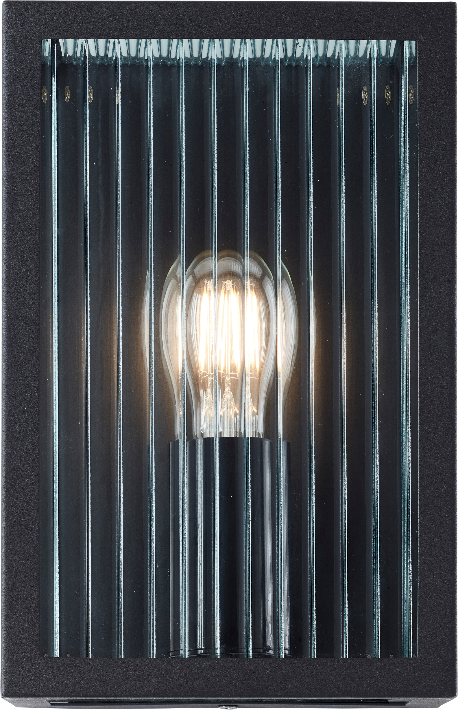 Brilliant Wandleuchte »Getta« E27 1 Stk. Außenwandleuchte, 26 x 17 x 10 cm, E27, geriffeltes Glas, schwarz
