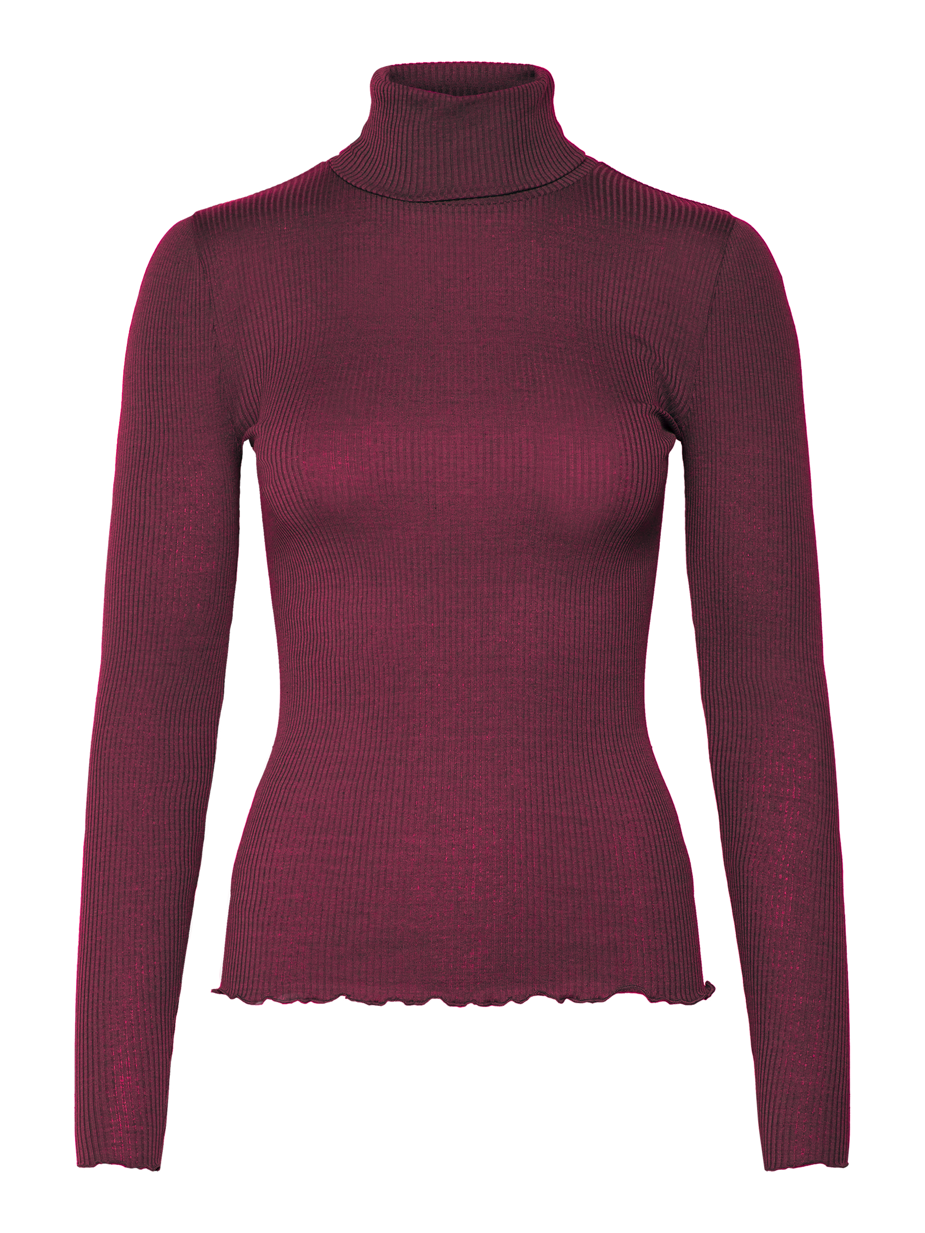 rosemunde Rollkragenshirt »Beatha silk shirt« mit langen Ärmeln, gewellter Saum, Seidenmischung