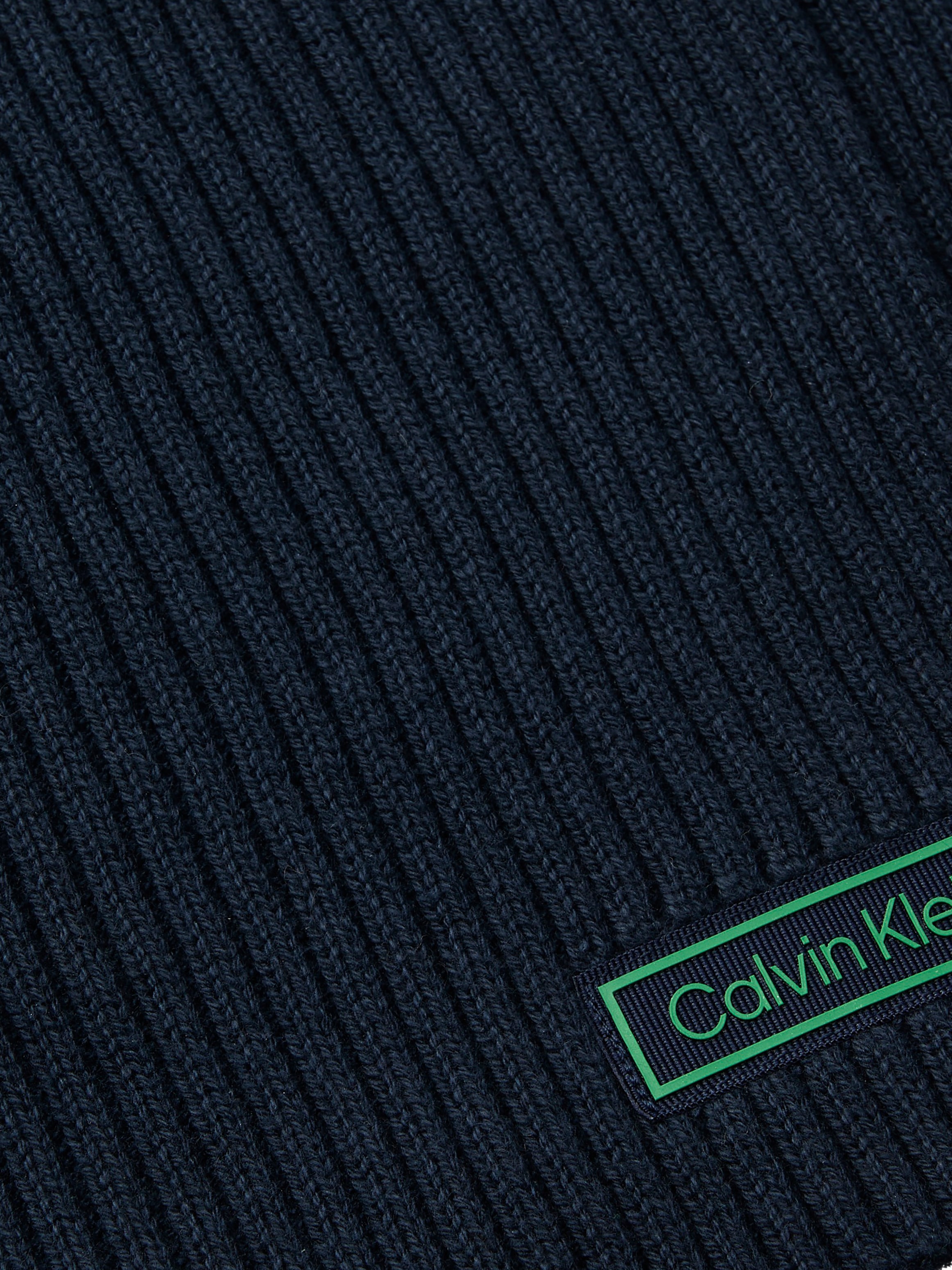 Calvin Klein Jeans Modetuch »PATCH CHUNKY RIB COTTON SCARF« mit Kaschmir, klassisches unifarbenes Design