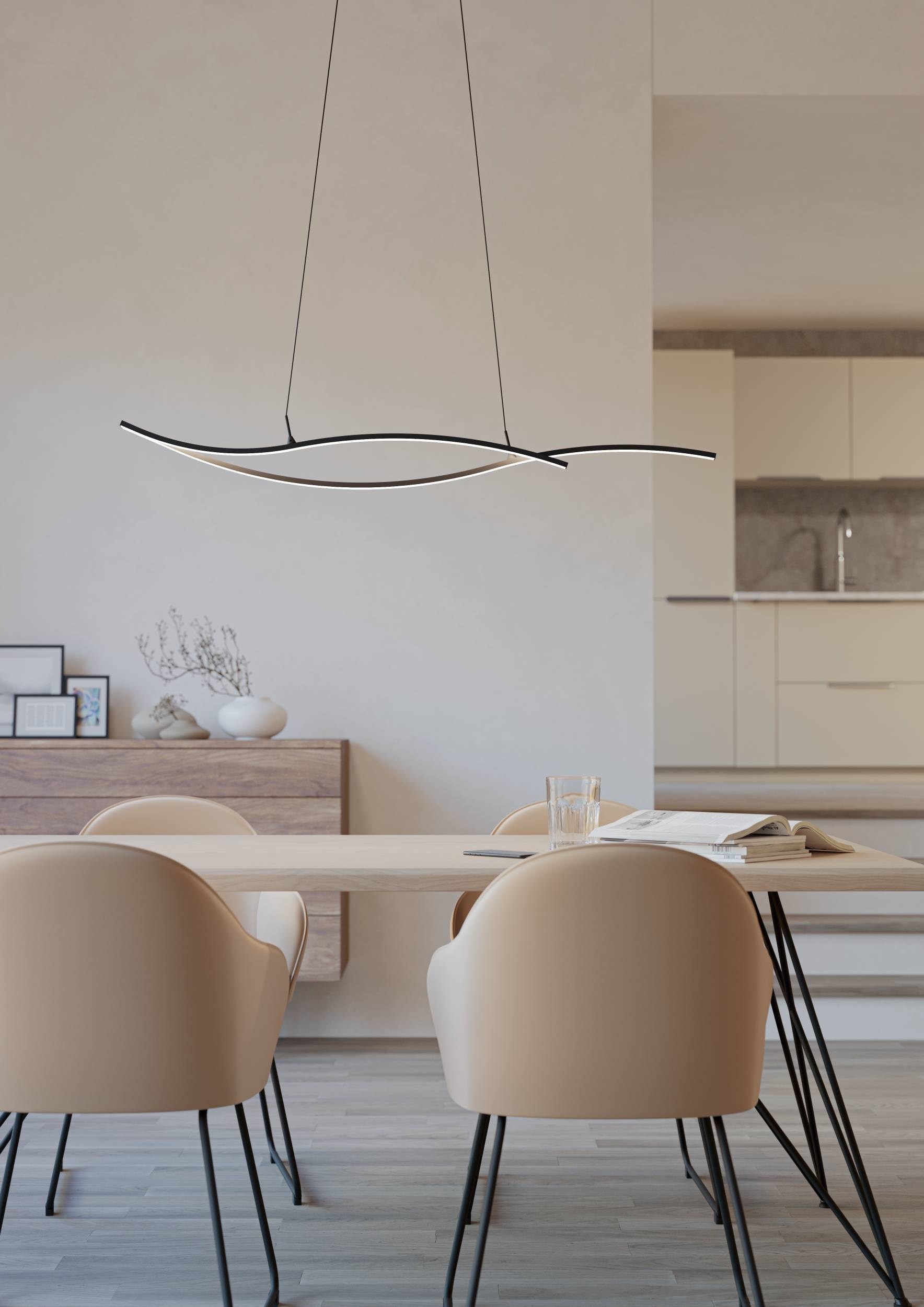 EGLO Hängeleuchte »Grisolia Hängelampe, Wohnzimmerlampe, Metall und Kunststoff, Lampe« LED-Modul 1 Stk. Neutralweiß Hängeleuchte - L115 x B7 x H120 cm - schwarz - 20W inkl.