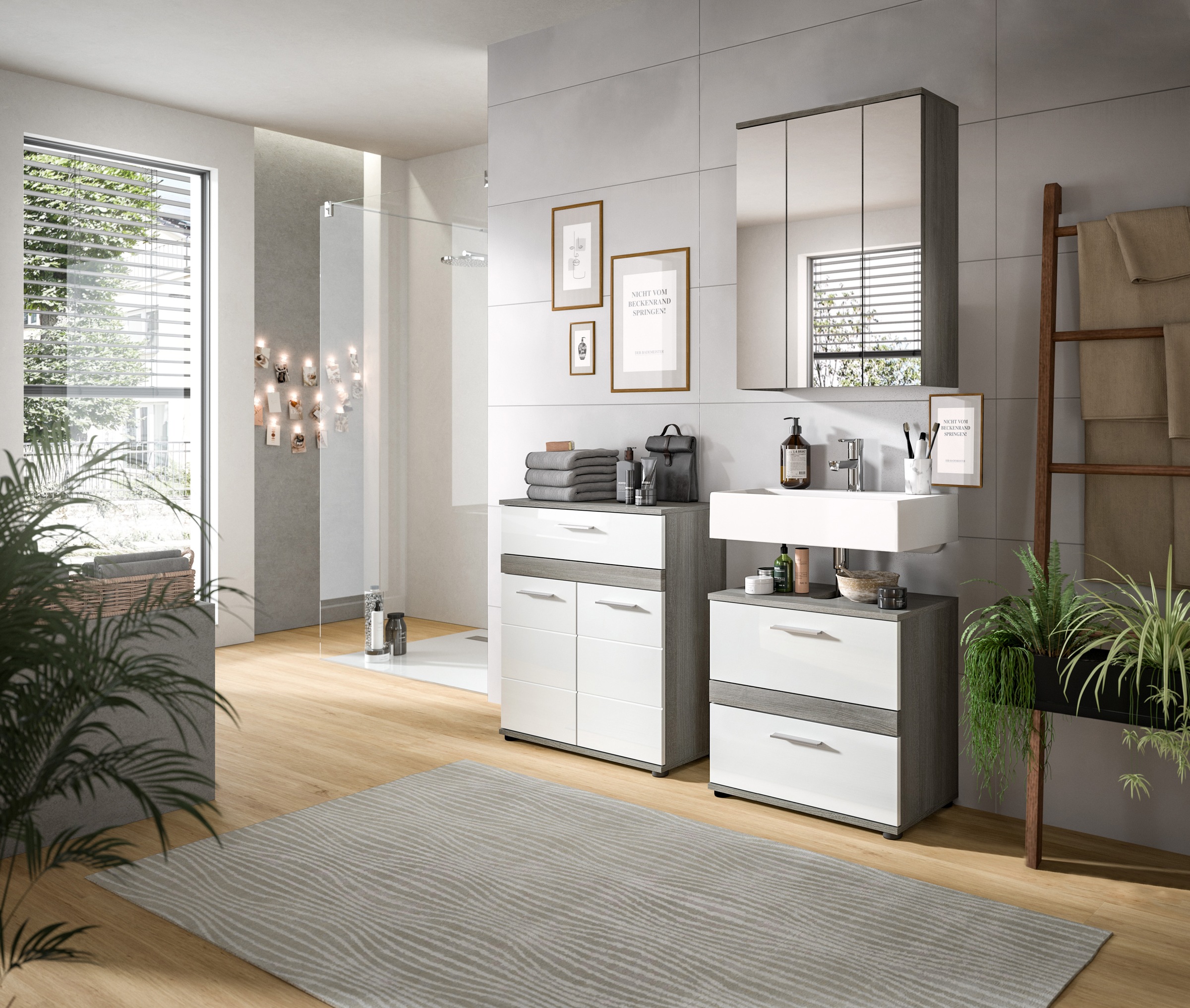 welltime Badmöbel-Set "LUCCA, 3-teilig, TOPSELLER, hochwertige MDF Front" S günstig online kaufen