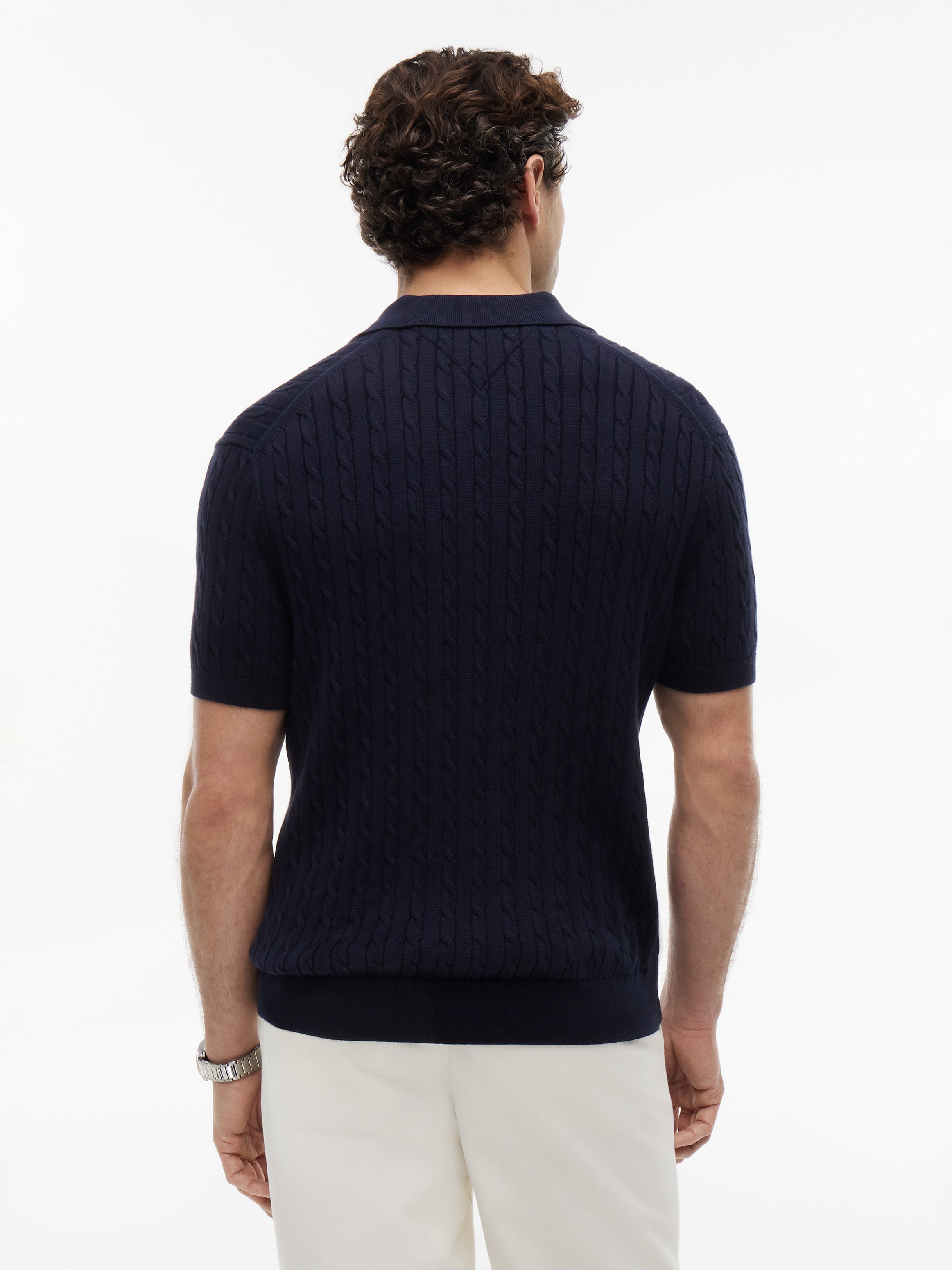 Tommy Hilfiger Poloshirt »CABLE SHORT SLEEVE POLO« regular fit, Zopfmuster