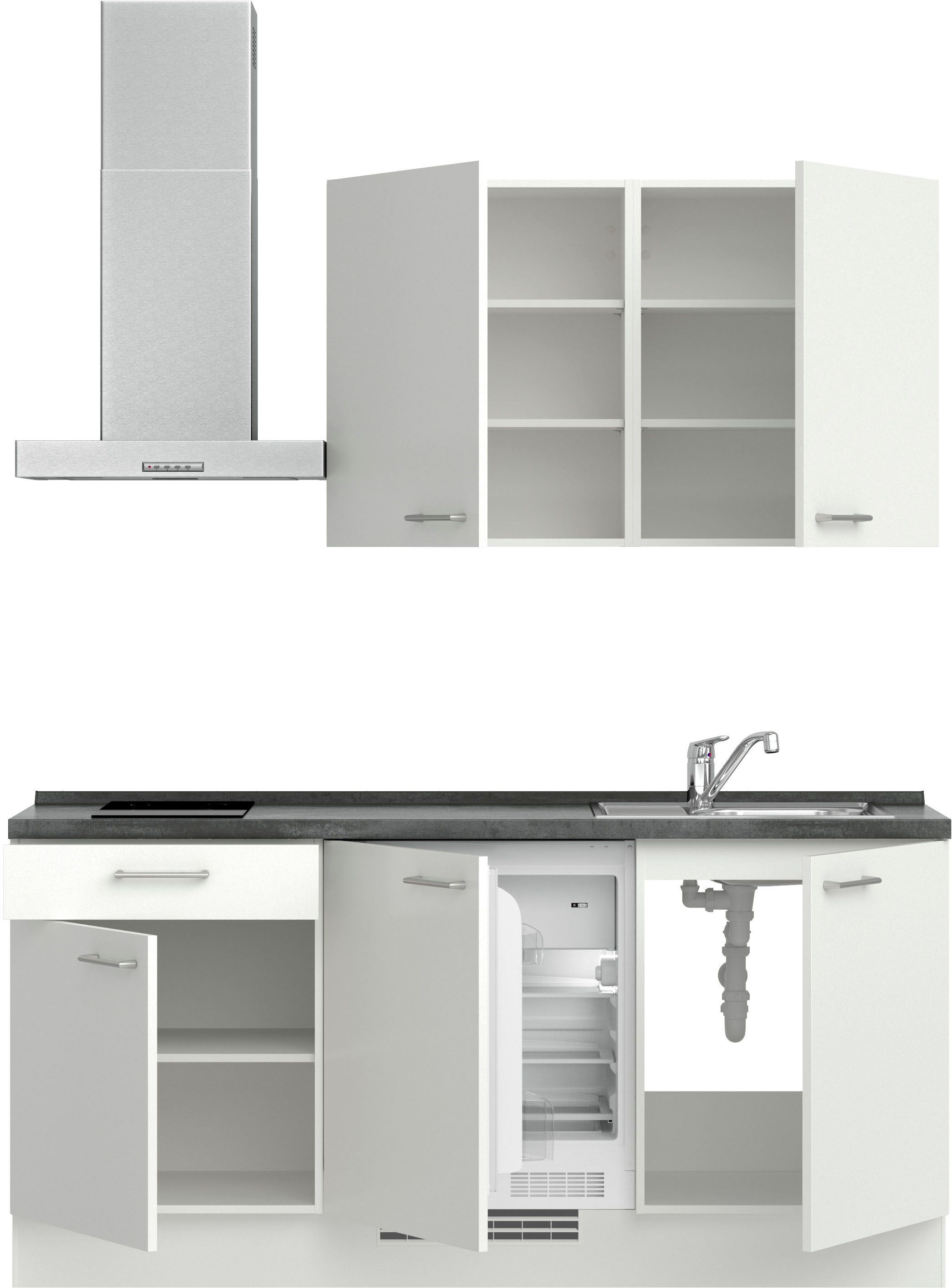 nobilia® Küchenzeile »"Laser I",Ausrichtung wählbar, Breite 180 cm« vormontiert, wahlw. mit unterschiedlichen E-Geräten-Sets