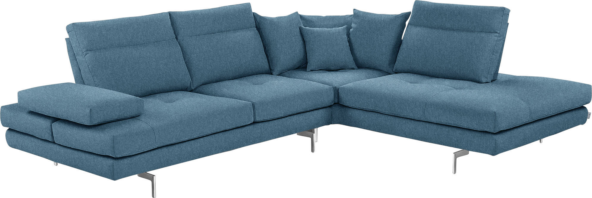 CALIA ITALIA Ecksofa "Toby Wing, B/T: 288/232 cm, Designsofa mit hohem Sitzkomfort, L-Form" Sitztiefenverstell.,wahlw. mit Kissen-Set, Füße chrom glänzend