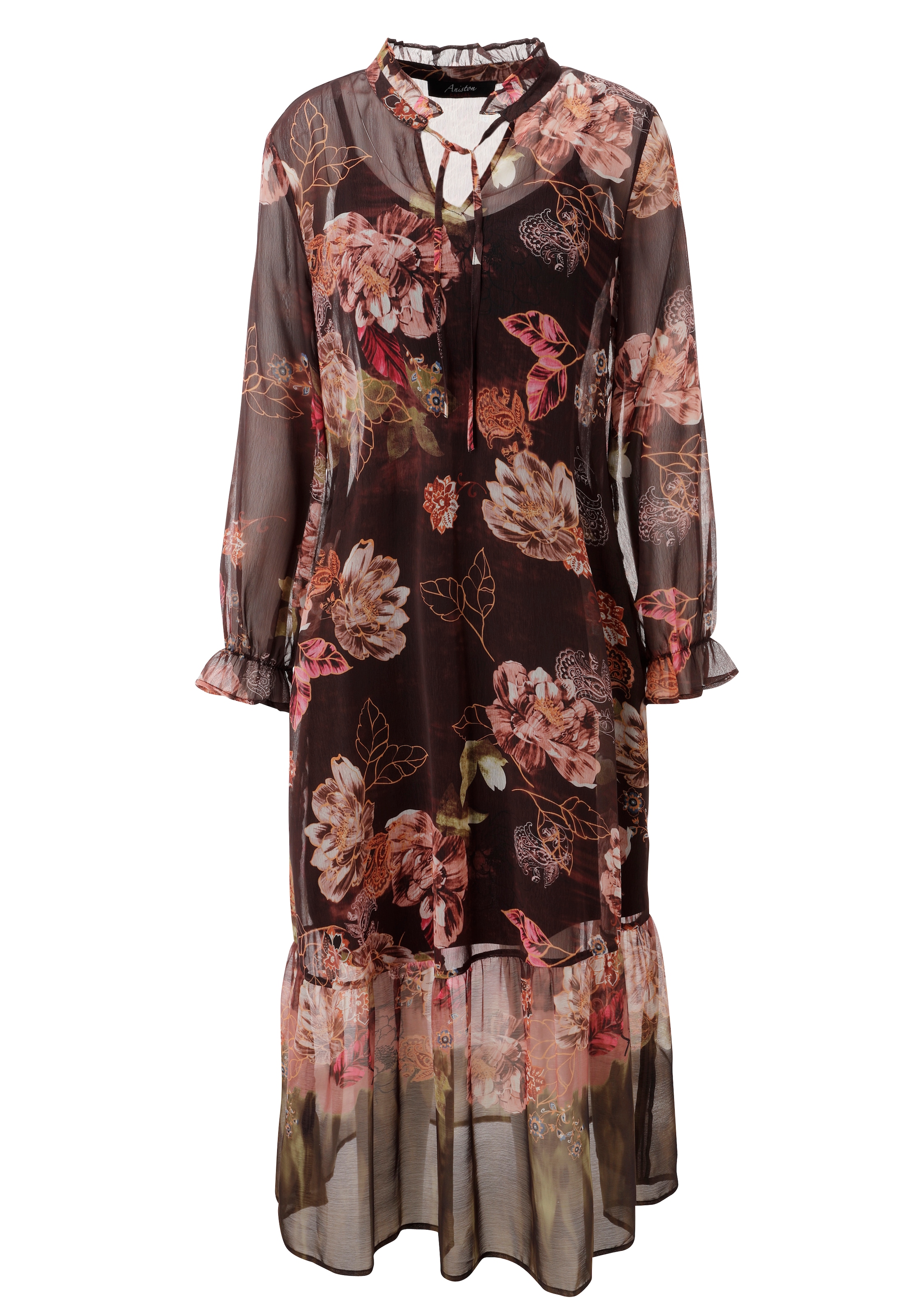 Aniston CASUAL Blusenkleid mit großflächigen, farbenfrohen Blumendruck - NEUE KOLLEKTION