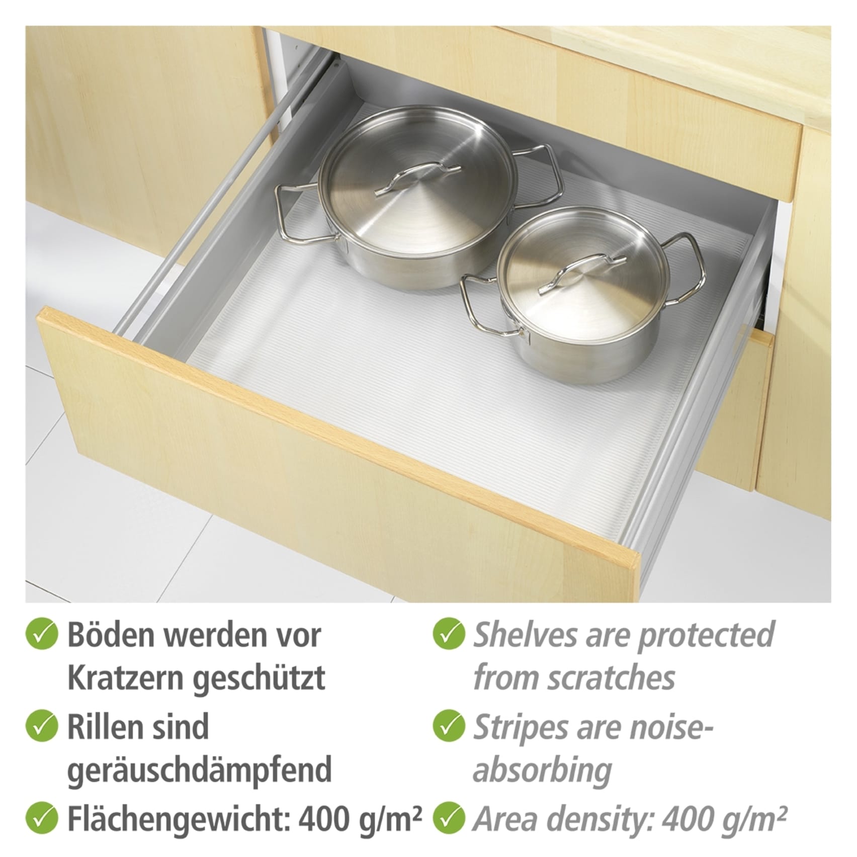 WENKO Schubladenmatte »Modell transparent« Set, 3 Stk. tlg.