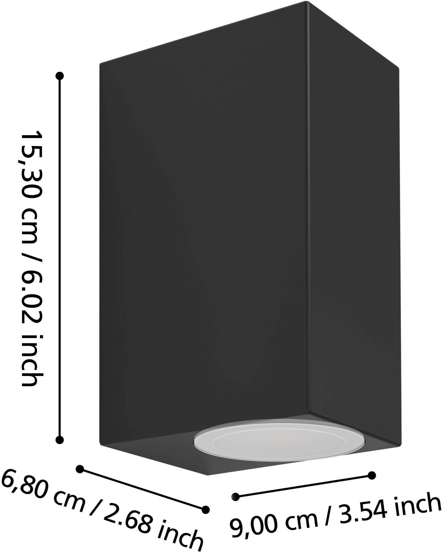 EGLO Wandleuchte »Jabaga Wandlampe, Außenwandleuchte mit Up and Down Light, GU10, IP44« GU10 1 Stk. Wand-/Deckenleuchte - L7 x H15,5 x AL9 cm - schwarz - 2X4,6W inkl.