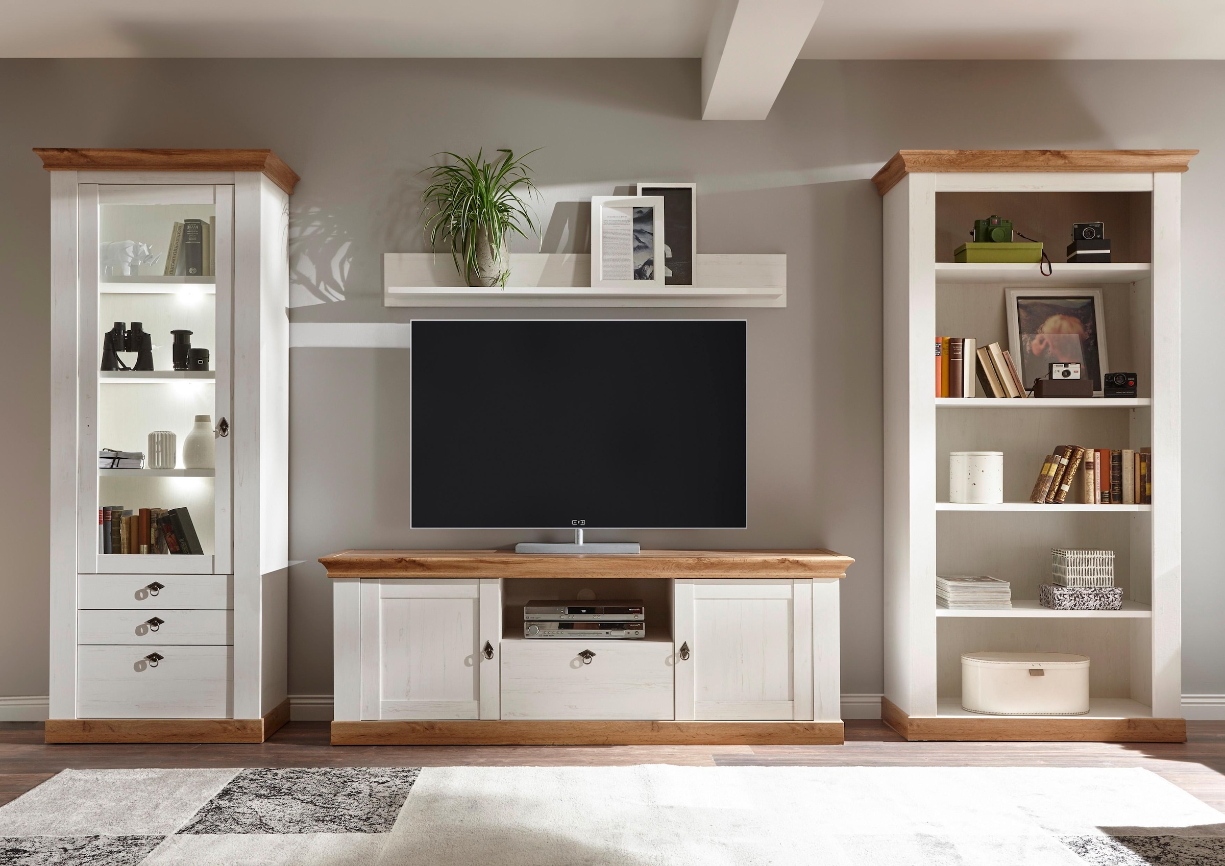 Home affaire Wohnwand "Cremona, Anbauwand im Landhausstil, Komplettset, Wohnzimmer-Set"