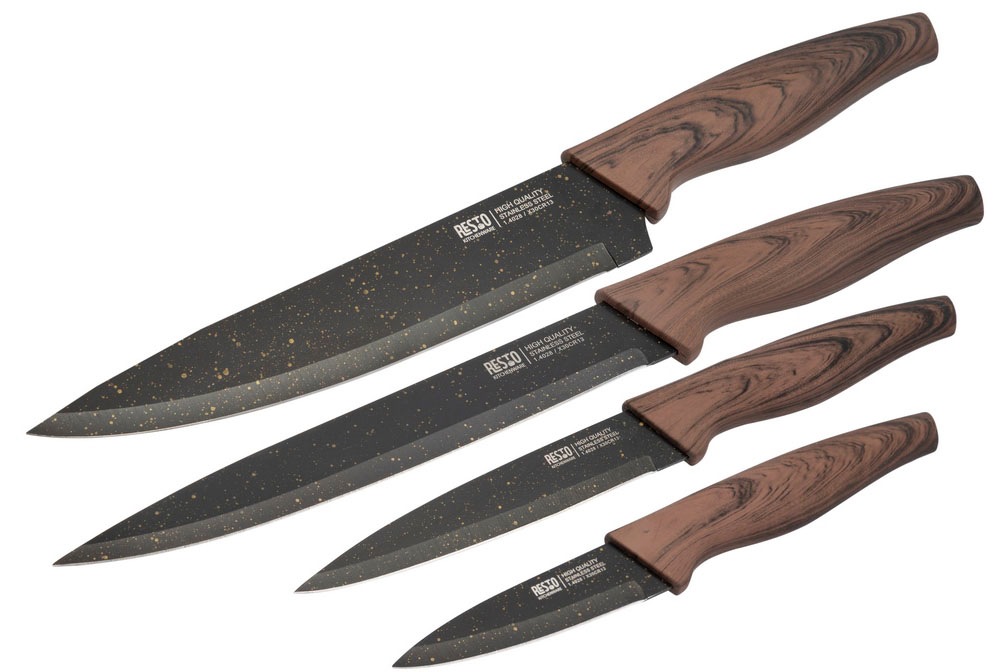 RESTO Kitchenware Messer-Set "Carina, Edelstahlmesser 4-teilig in Magnet-Geschenkbox" Kochmesser, Tranchiermesser, Universalmesser, Gemüsemesser