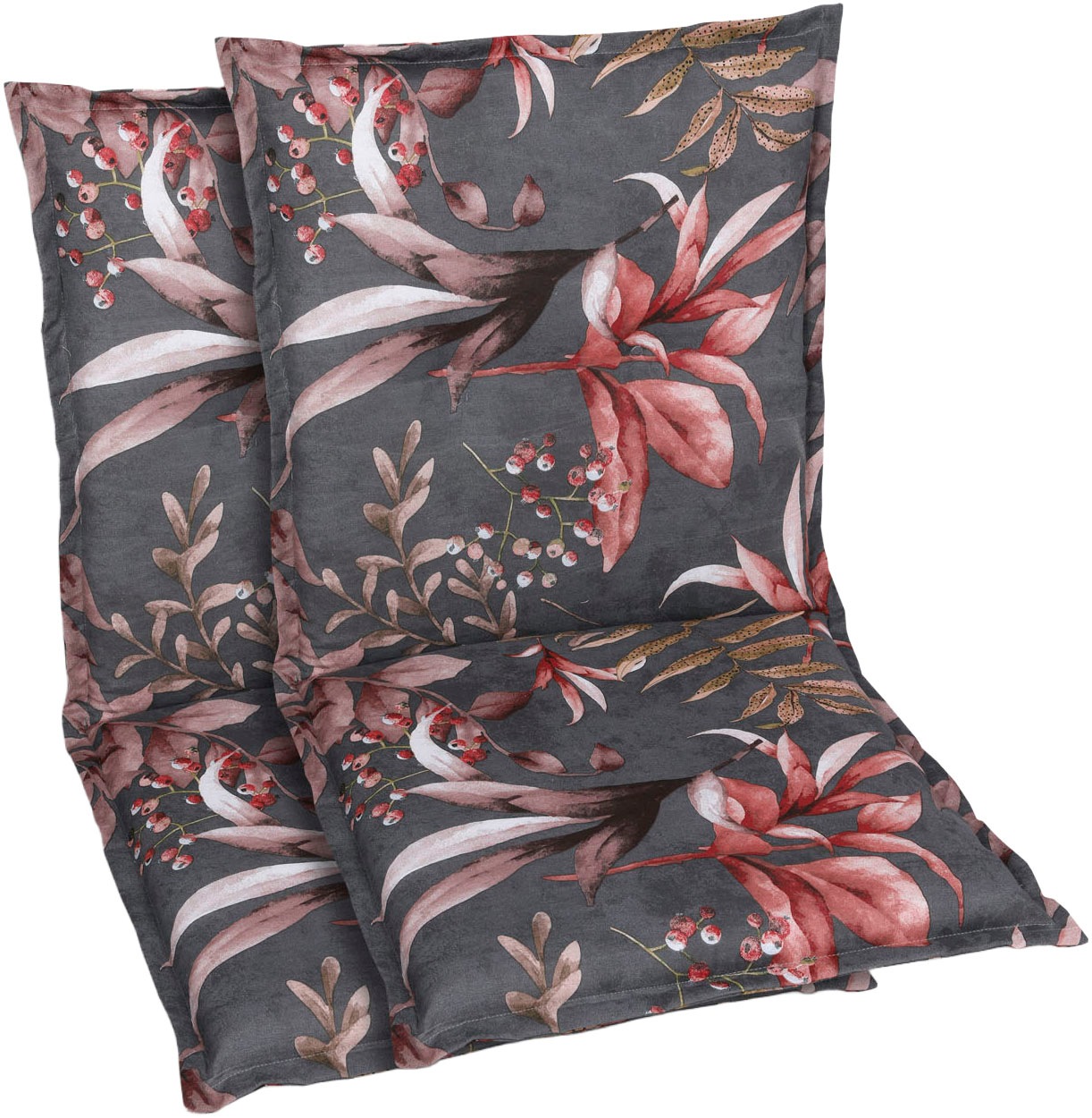 GO-DE Sesselauflage Blätter / Beeren anthrazit - Maße BxLxH ca.: 50 cm x 10 günstig online kaufen