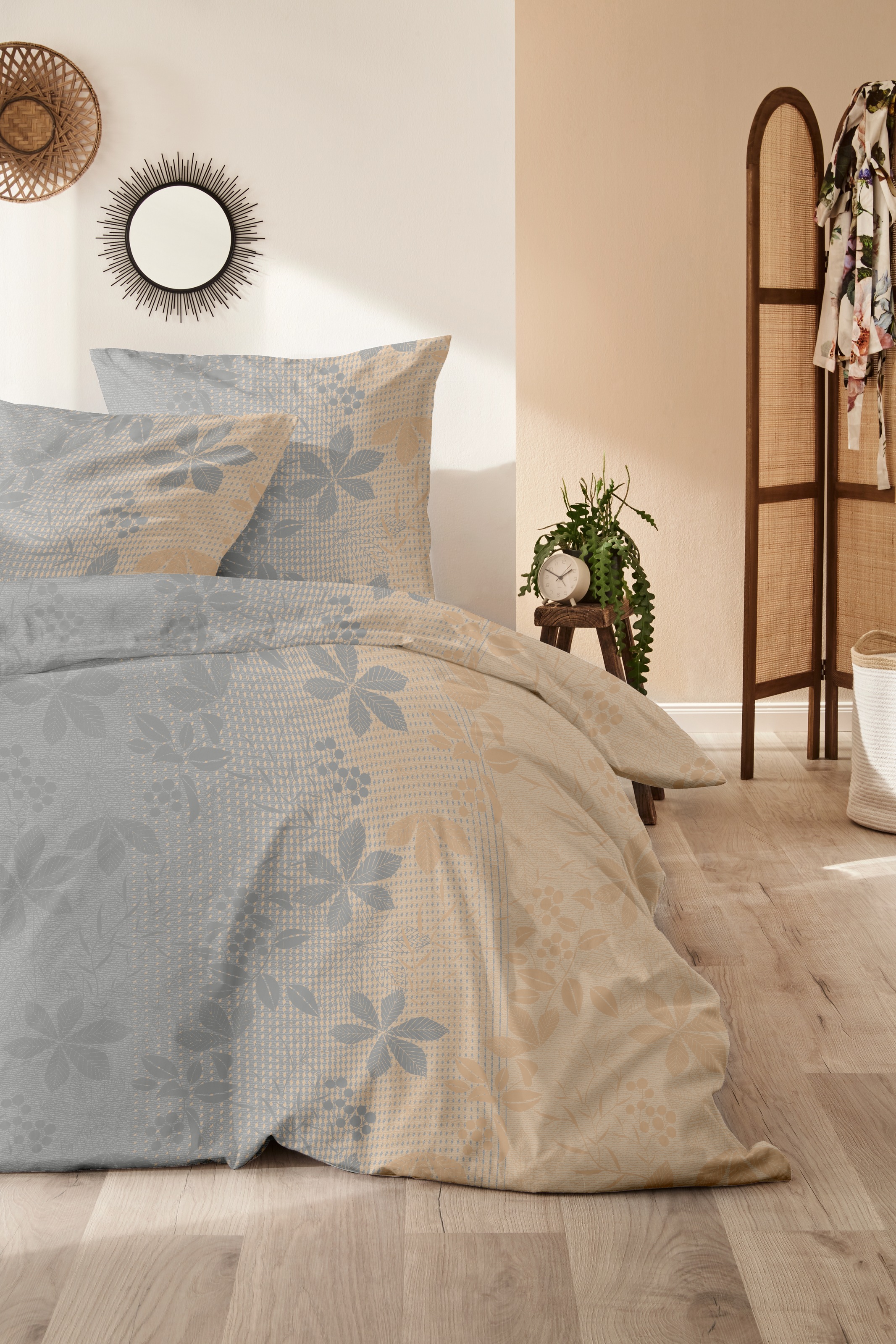 Primera Bettwäsche "Feinbiber-Bettwäsche Maple" 2 Stk. tlg. mit floralem Mu günstig online kaufen