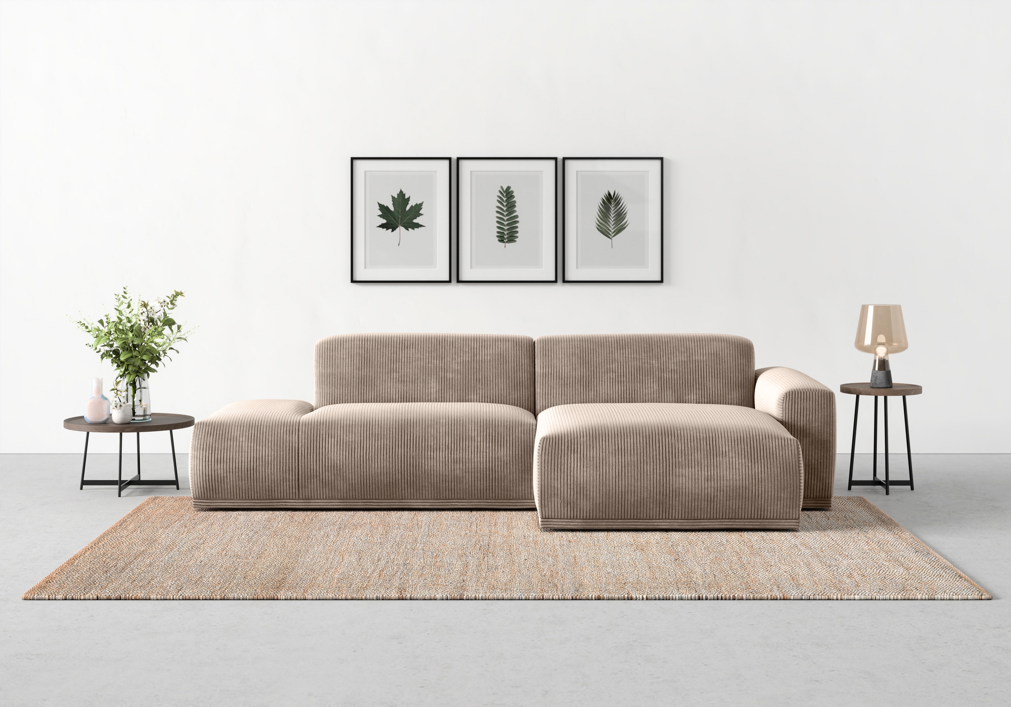 TRENDMANUFAKTUR Ecksofa "Braga, mit hochwertigem Kaltschaum, L-Form, Japandi-Design" modernes Sofa, Couch mit hohem Sitzkomfort, 275/72/160 cm (B/H/T)