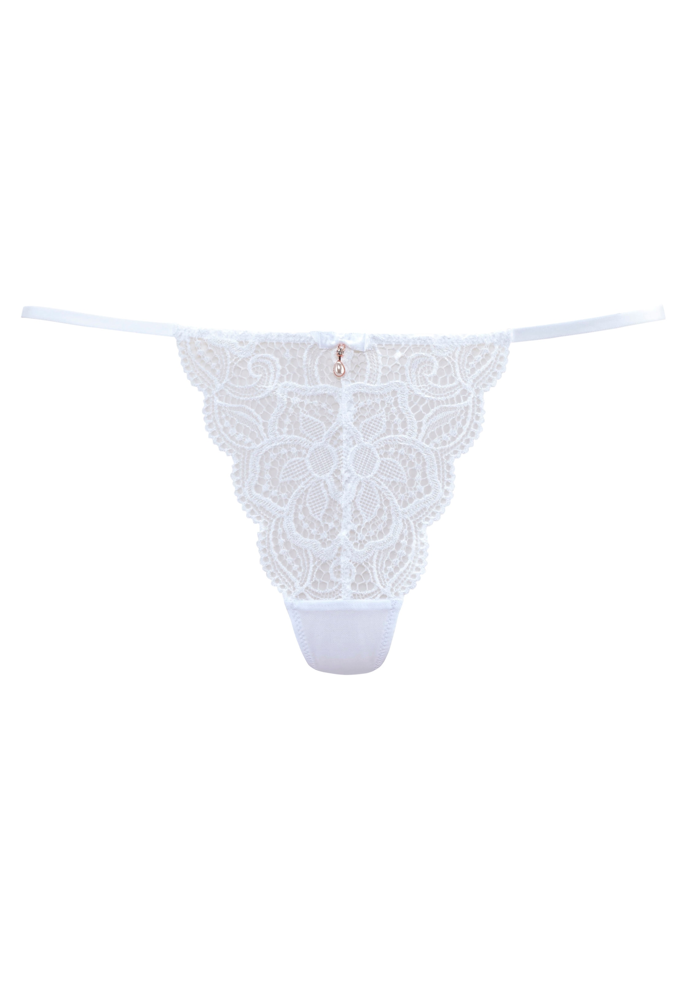 LASCANA String Perlenoptik | floraler BAUR online »Nikoletta«, kaufen in mit Accessoire aus Spitze