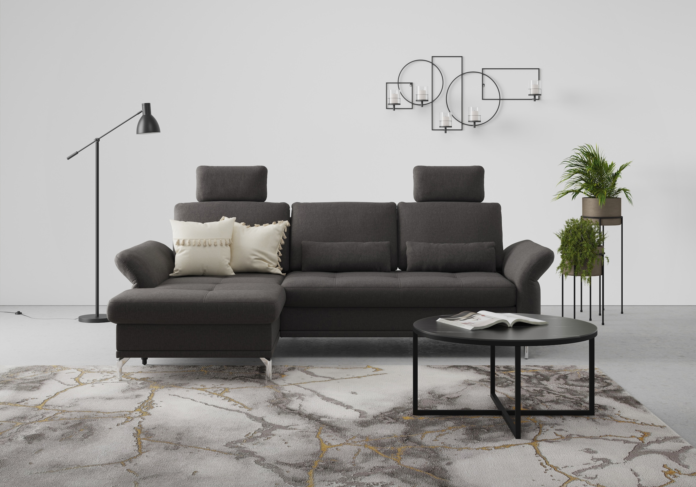 Home affaire Ecksofa "Palm Beach L-Form" Federkern, mit Sitztiefenverstellu günstig online kaufen