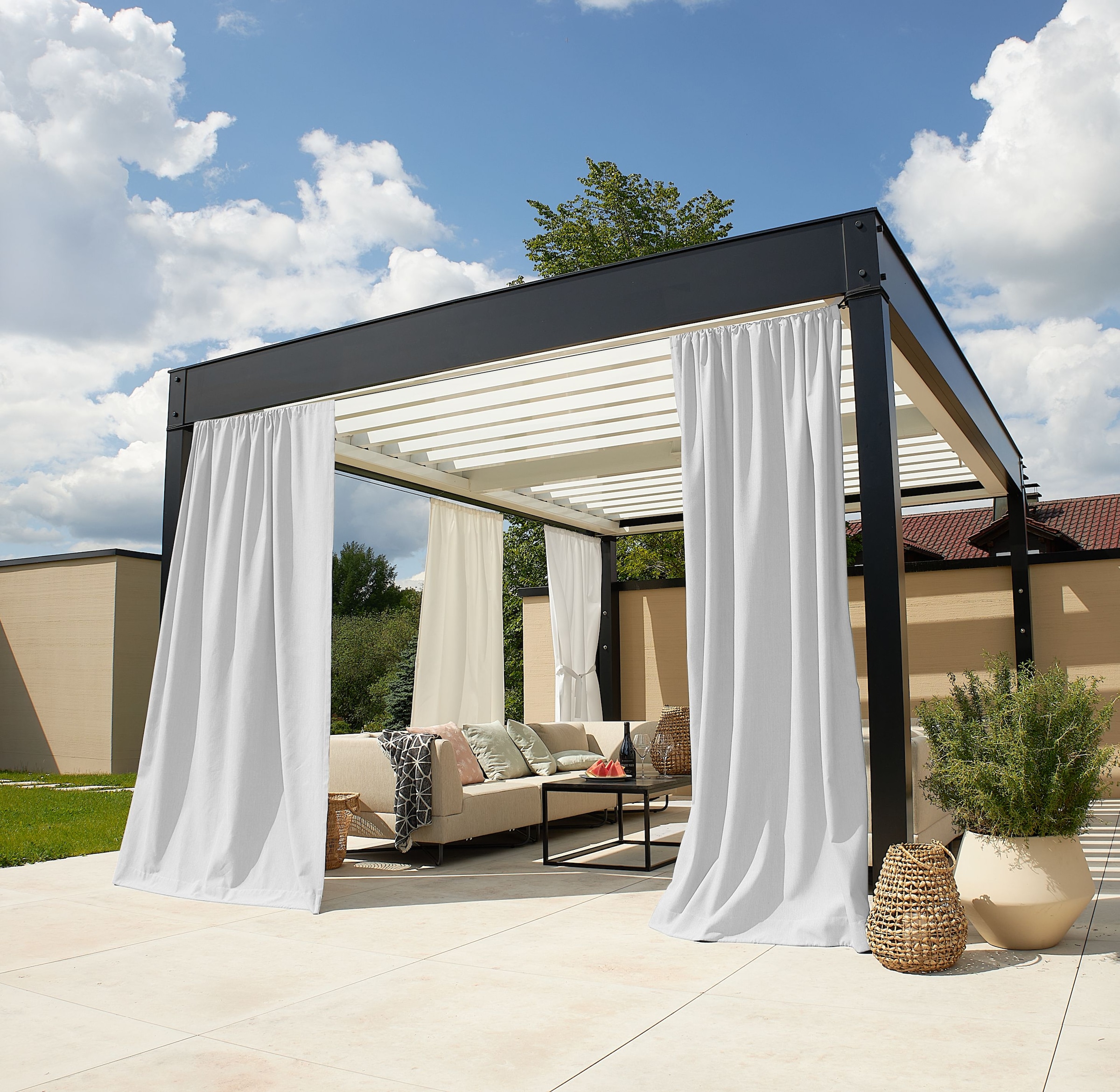 Neutex for you "Outdoorvorhang SOLERO" Stangendurchzug 1 Stk. tlg. Uni Outdoorvorhang mit leichter Struktur