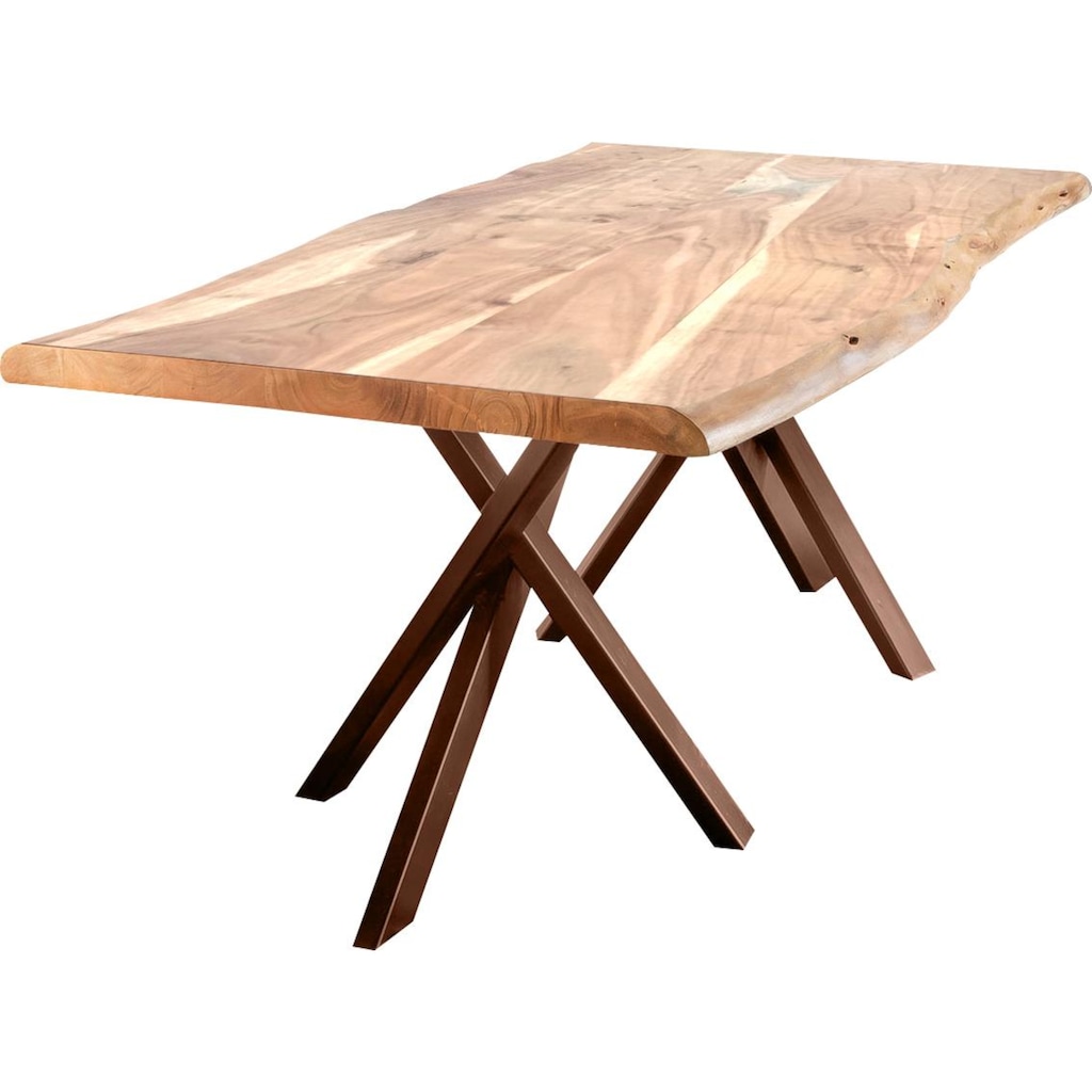 Wohnen Tische SIT Esstisch »Tables«, mit Baumkante und extravagantem Gestell aus Metall, Shabby Chic, Vintage 