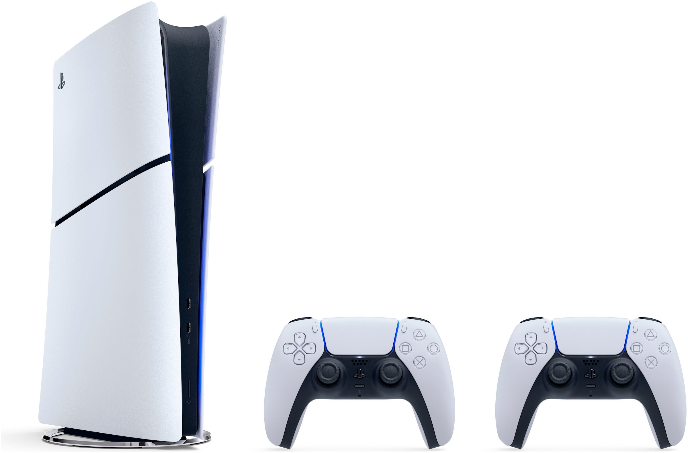 PLAYSTATION 5 Konsolen-Set "Digital Edition (Slim) inkl. zweitem DualSense Wireless-Controller", B:35,8cm H:8cm T:21,6cm, schwarz-weiß, Spielekonsolen