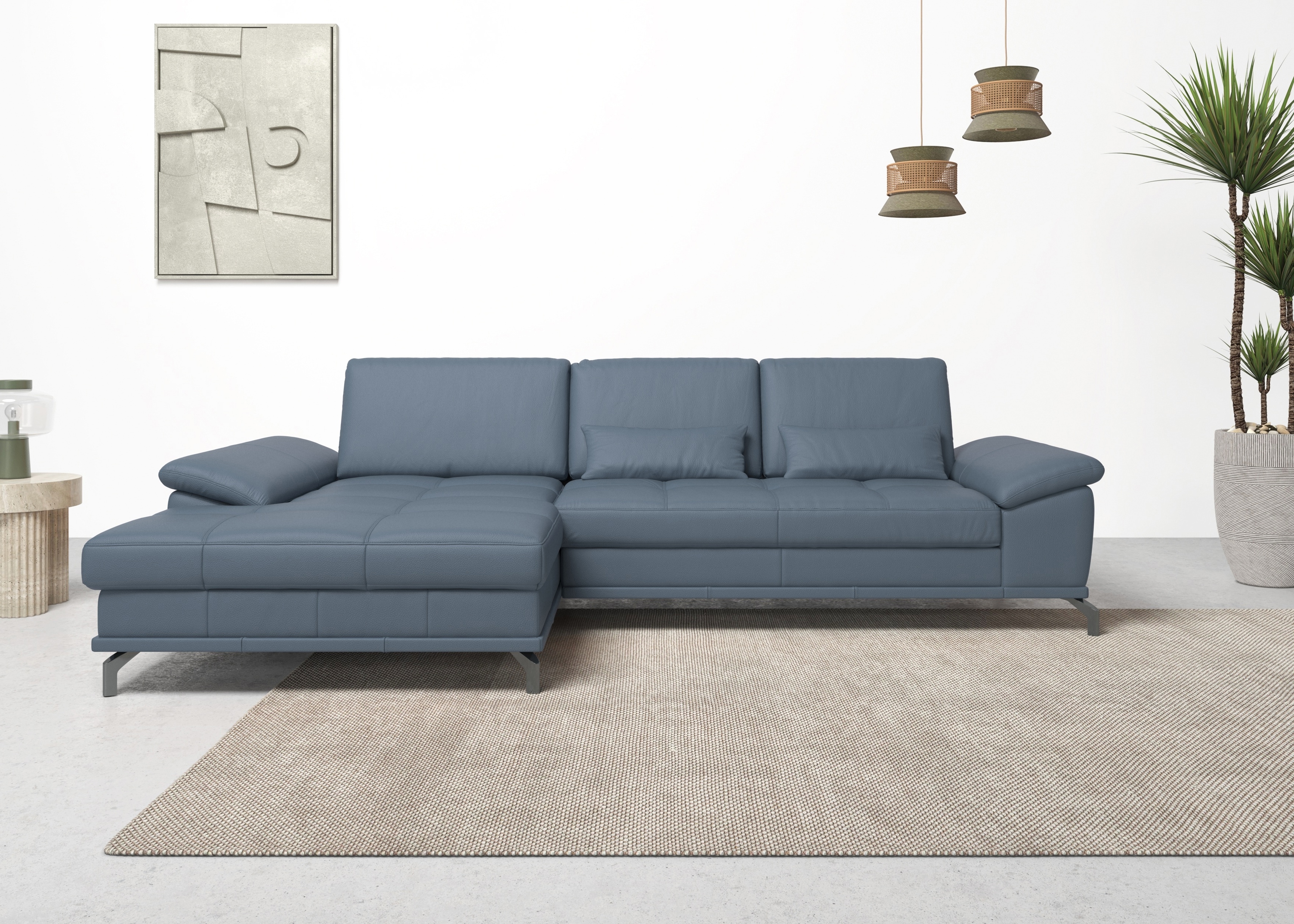 OTTO home Ecksofa "Costello L-Form, B: 301cm, Sitztiefen & Armteilverstellung, Federkern" 3 Nierenkissen, optional Schlaffunktion & Bettkasten