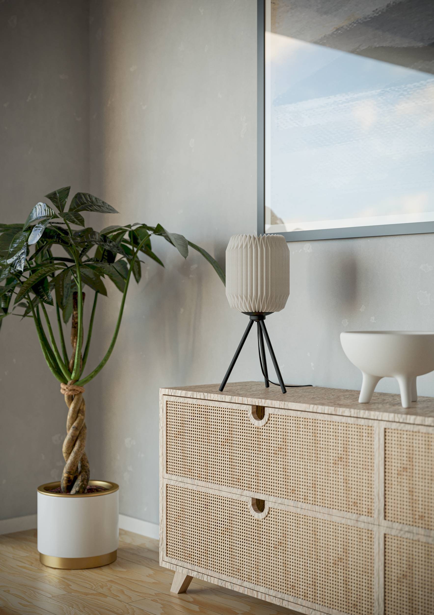 EGLO Tischleuchte »Belgrave Tischlampe japanisch, aus Metall und Papier, Dreibein Lampe« E27 1 Stk. Tischleuchte - H44 x Ø18 cm - schwarz - 1X40W exkl.