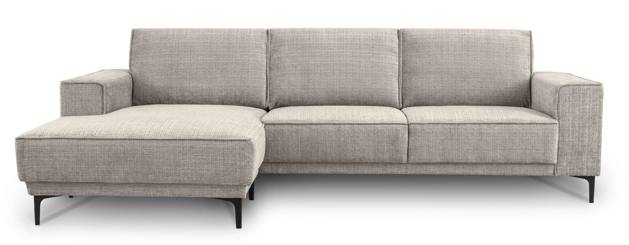 Places of Style Ecksofa »Polsterecke Oland, Struktur, Flachgewebe, Luxus-Microfaser, Boucle«, L-Form, 280 cm, Wellenunterfederung, Skandi-Design, Metallfüße