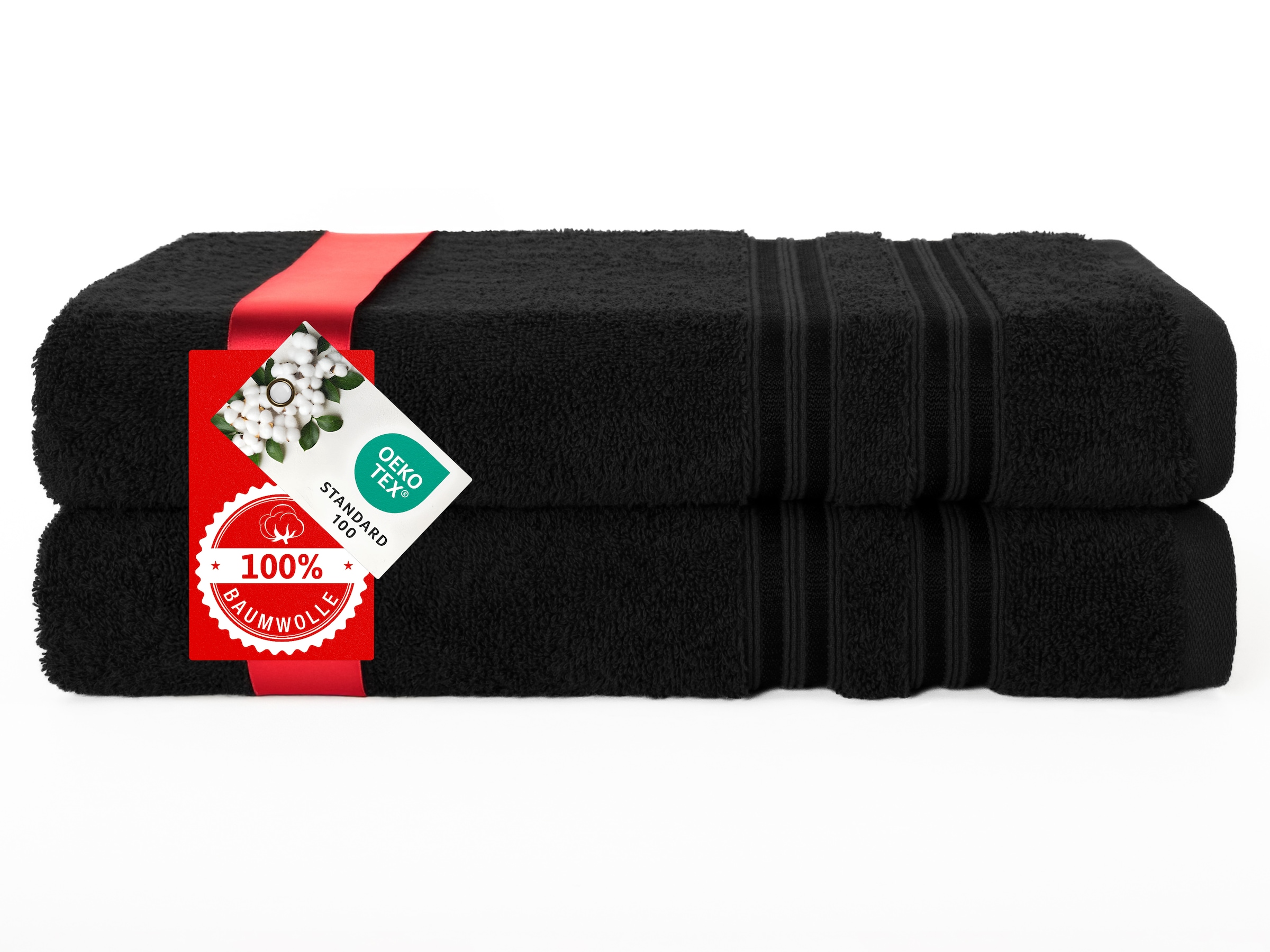 HAMMETEX Duschtuch »2er Set Badetücher 70x140 cm, 100% Baumwolle, Weich & Saugstark« mit Bordüre, einfarbig, weich