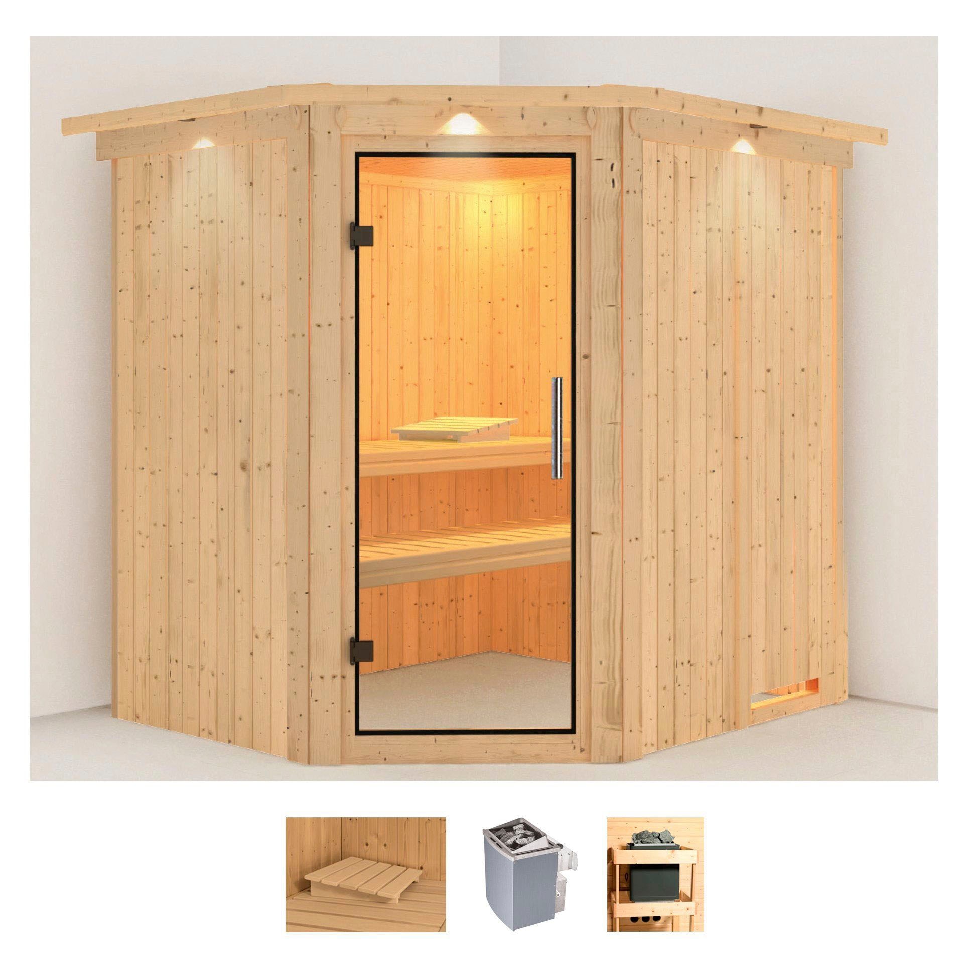 Karibu Sauna "Siirin" Set, Ofen 9 kW integr. Strg