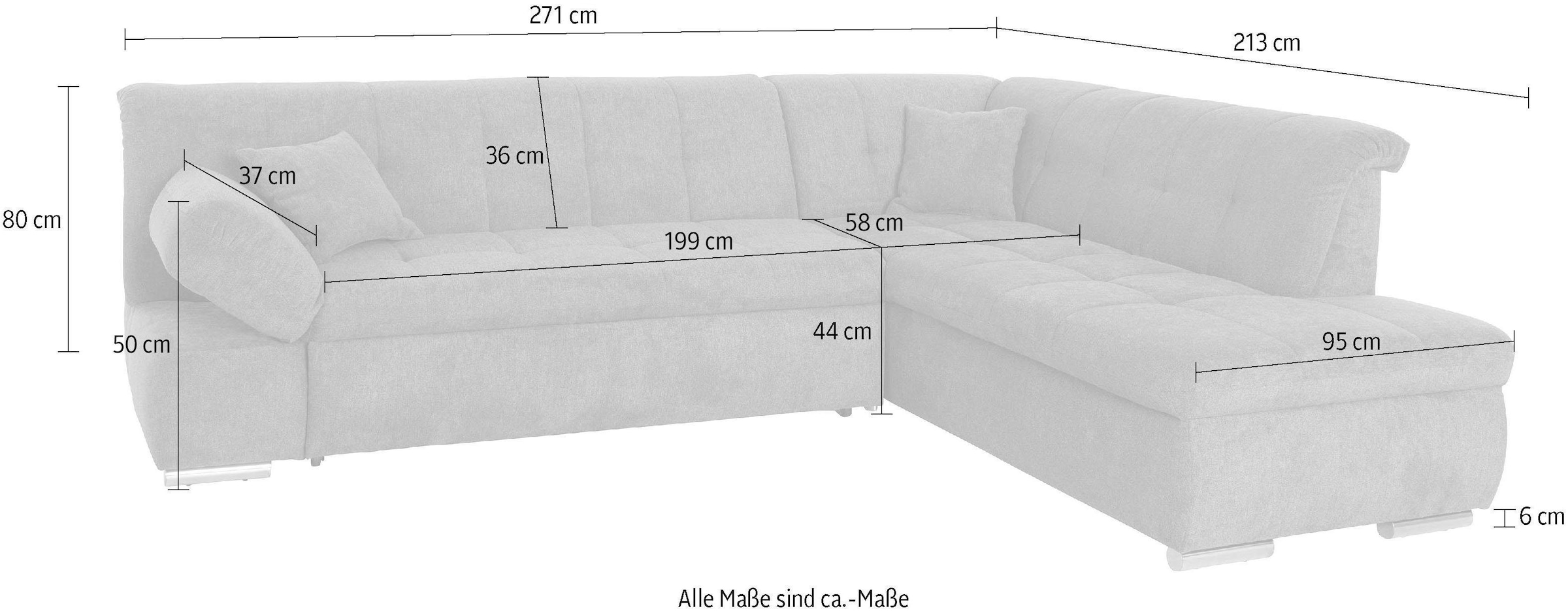 DOMO collection Ecksofa »Mona L-Form«, wahlweise mit Bettfunktion