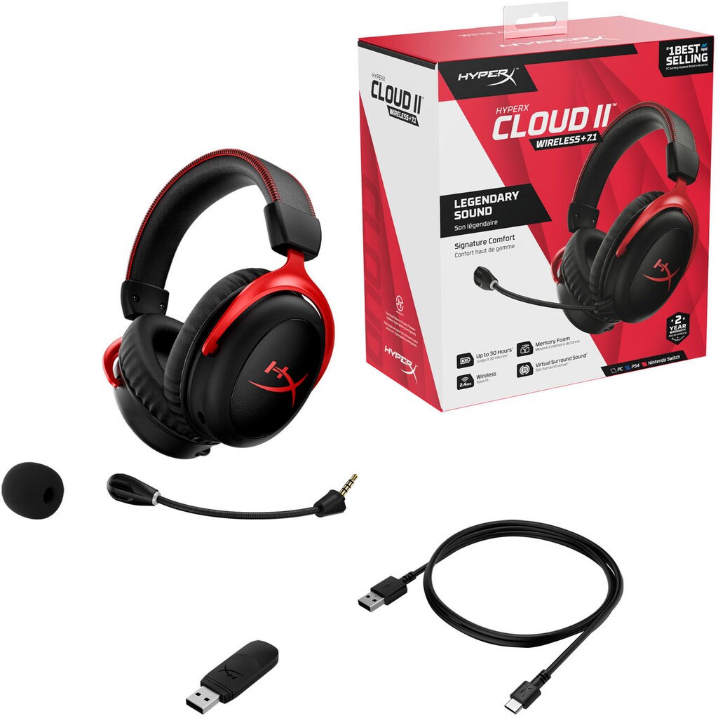 HyperX Gaming-Headset »Cloud II Wireless Gaming Headset«, WLAN (WiFi), Rauschunterdrückung