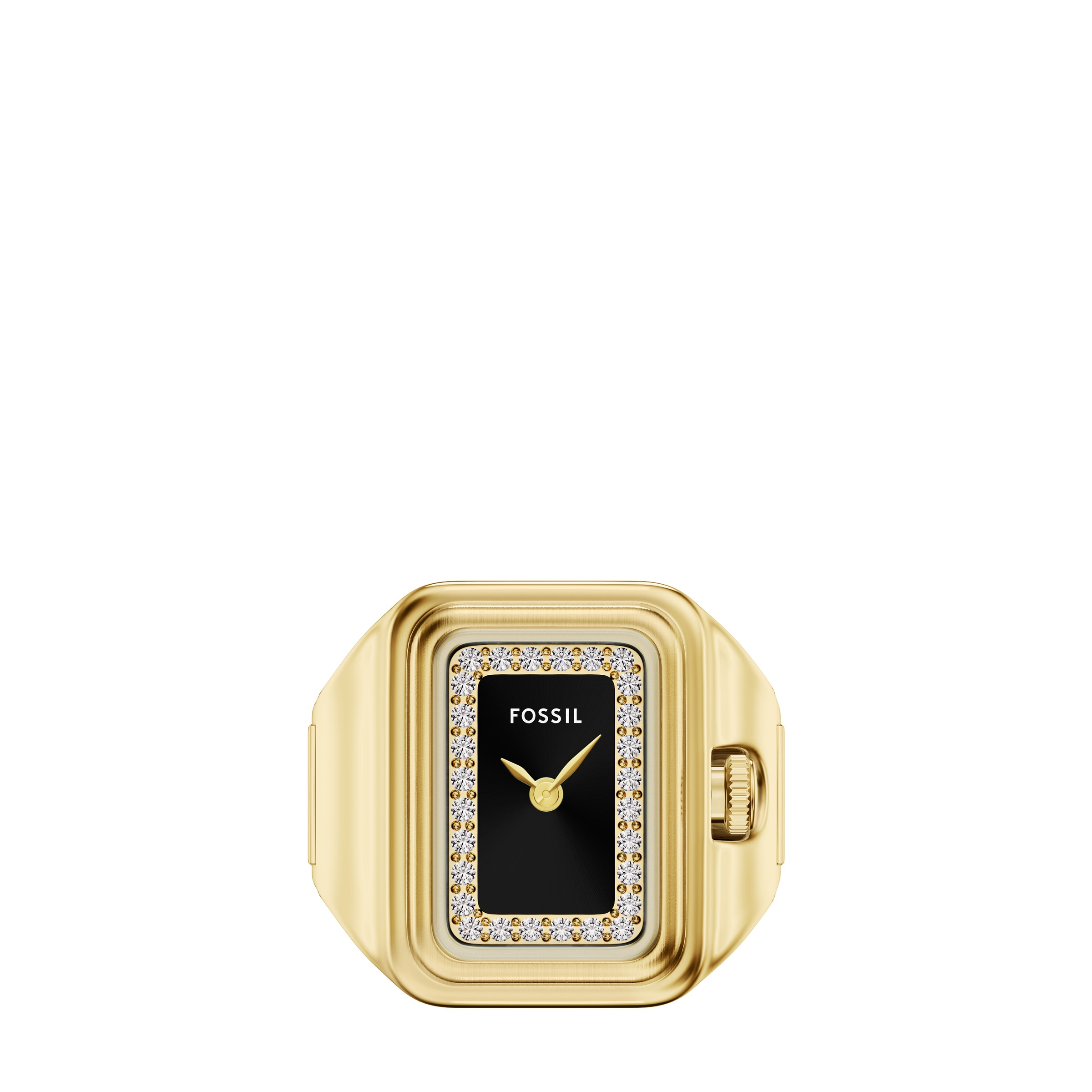 Fossil Quarzuhr »RAQUEL WATCH RING« Armbanduhr, Damenuhr, Edelstahlarmband, analog, Glassteine