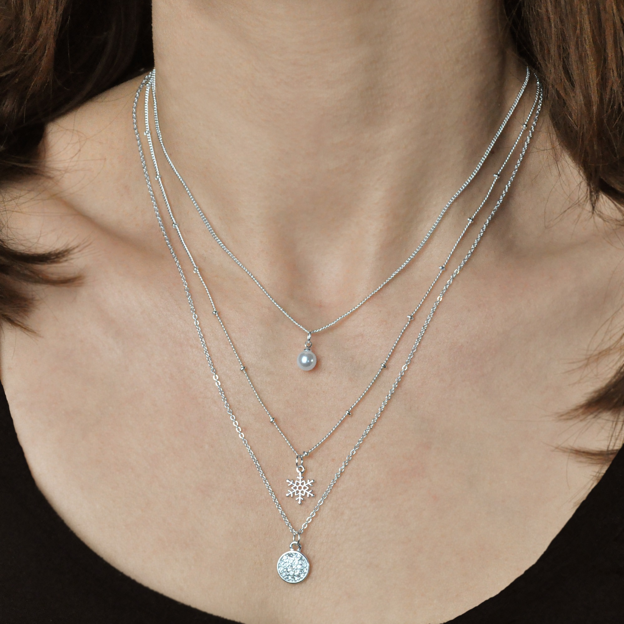 Steuer Set Metal Necklace White 58cm 2