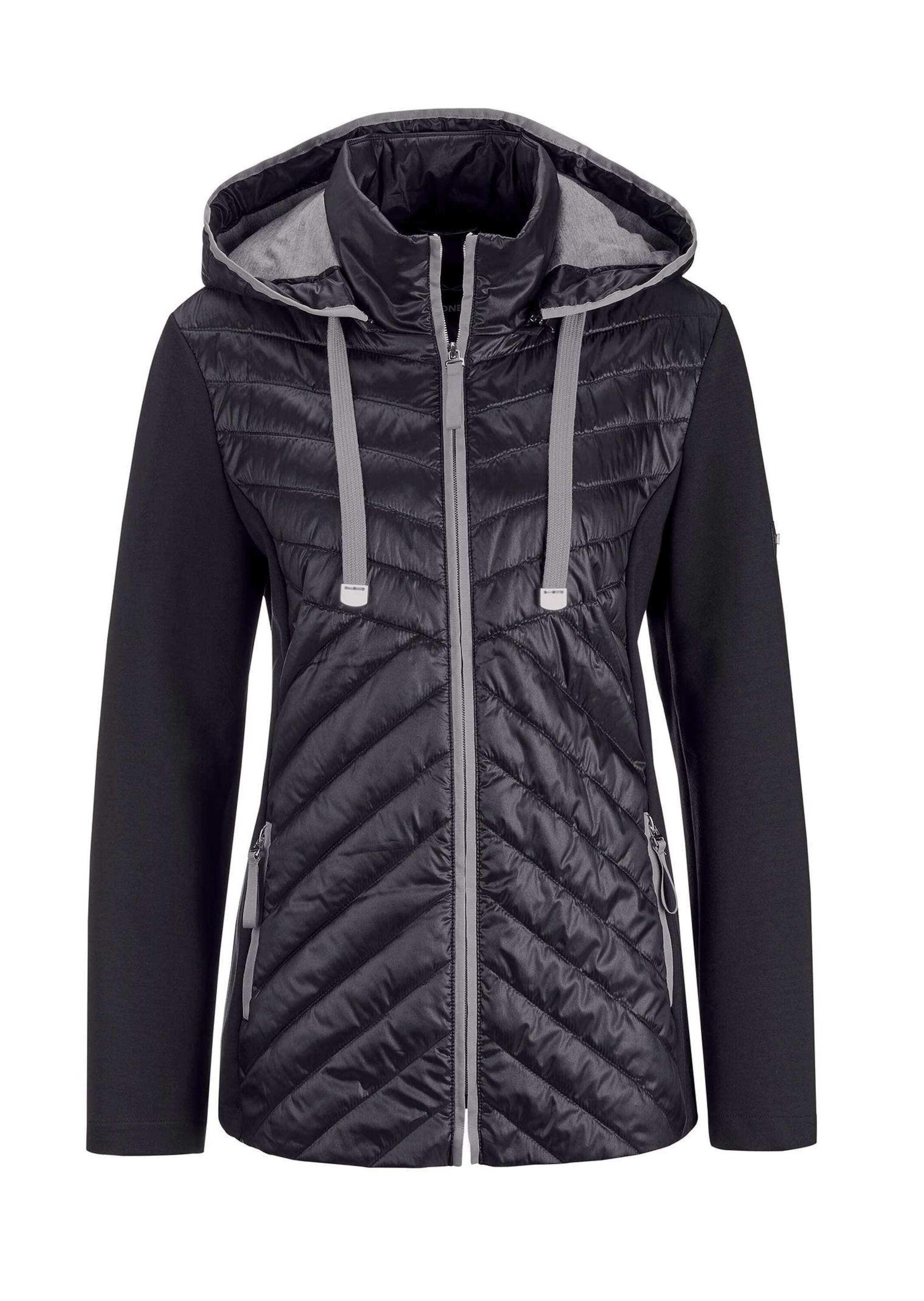 GOLDNER Kurzjacke "Steppjacke mit abnehmbarer Kapuze" Kontrastfarbige Blenden und Details
